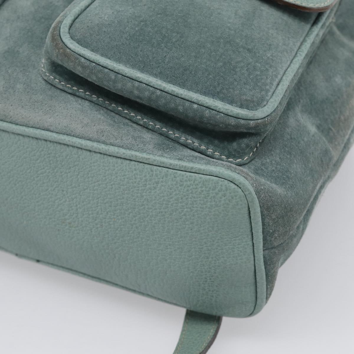 GUCCI Bamboo Backpack Suede Green Gold Tone 003 2058 0016 Auth ep16946