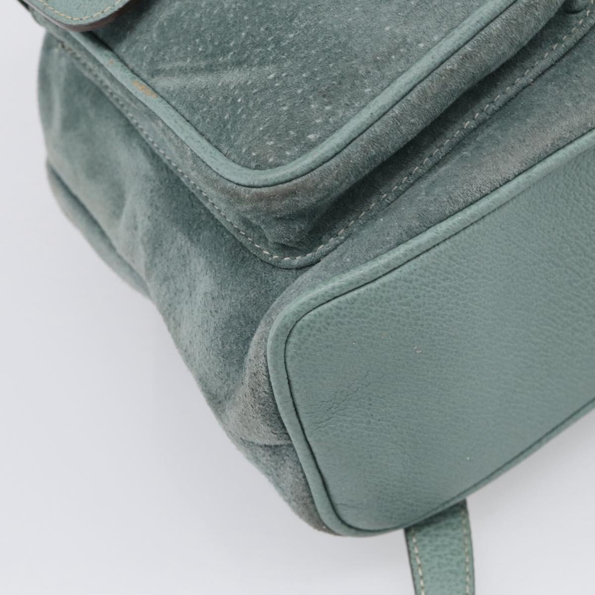GUCCI Bamboo Backpack Suede Green Gold Tone 003 2058 0016 Auth ep16946