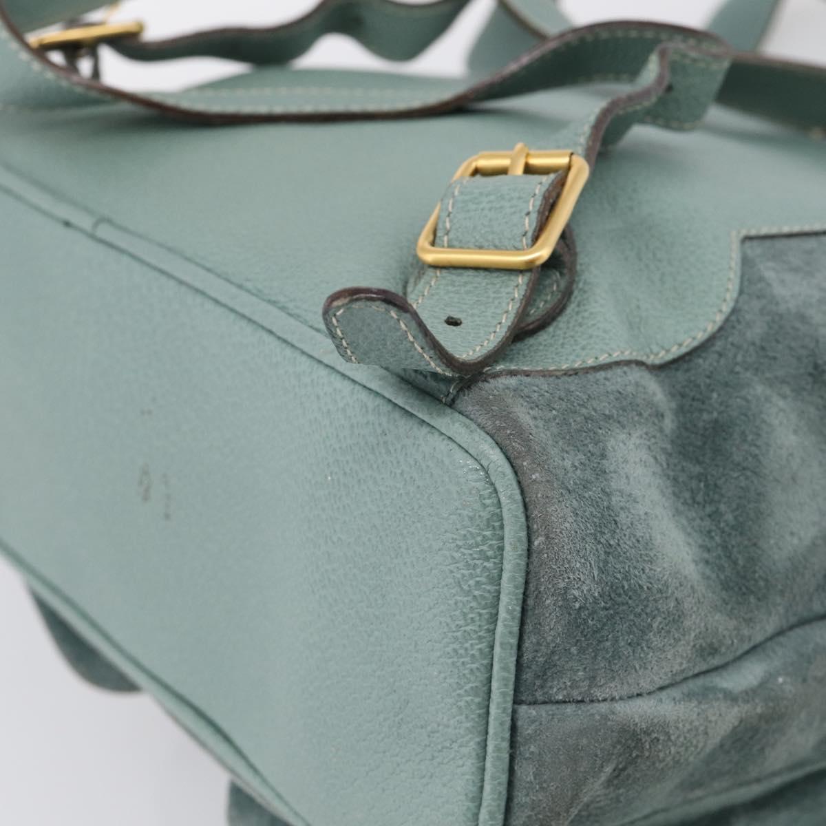 GUCCI Bamboo Backpack Suede Green Gold Tone 003 2058 0016 Auth ep16946