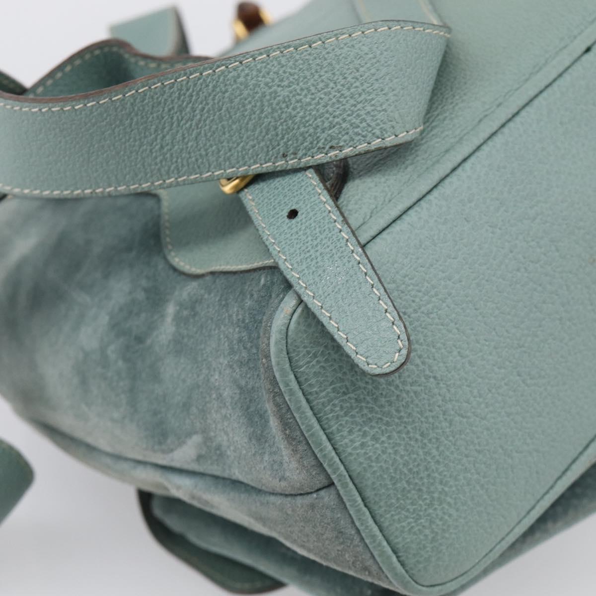 GUCCI Bamboo Backpack Suede Green Gold Tone 003 2058 0016 Auth ep16946