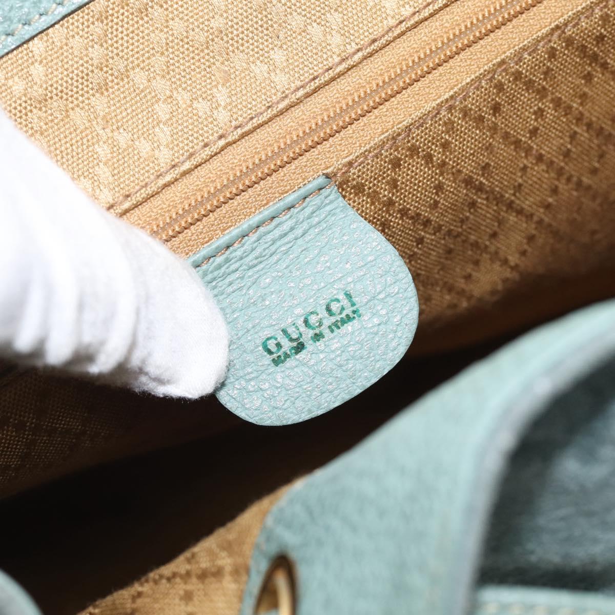 GUCCI Bamboo Backpack Suede Green Gold Tone 003 2058 0016 Auth ep16946