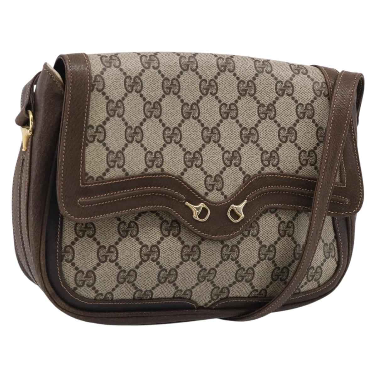 GUCCI GG Supreme Shoulder Bag PVC Beige Gold Tone Auth ep16947