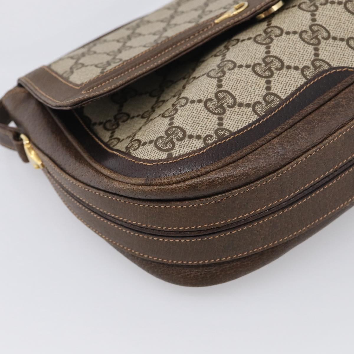 GUCCI GG Supreme Shoulder Bag PVC Beige Gold Tone Auth ep16947