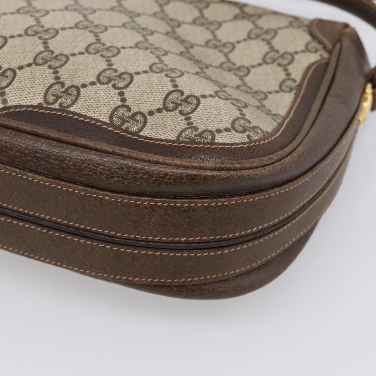 GUCCI GG Supreme Shoulder Bag PVC Beige Gold Tone Auth ep16947