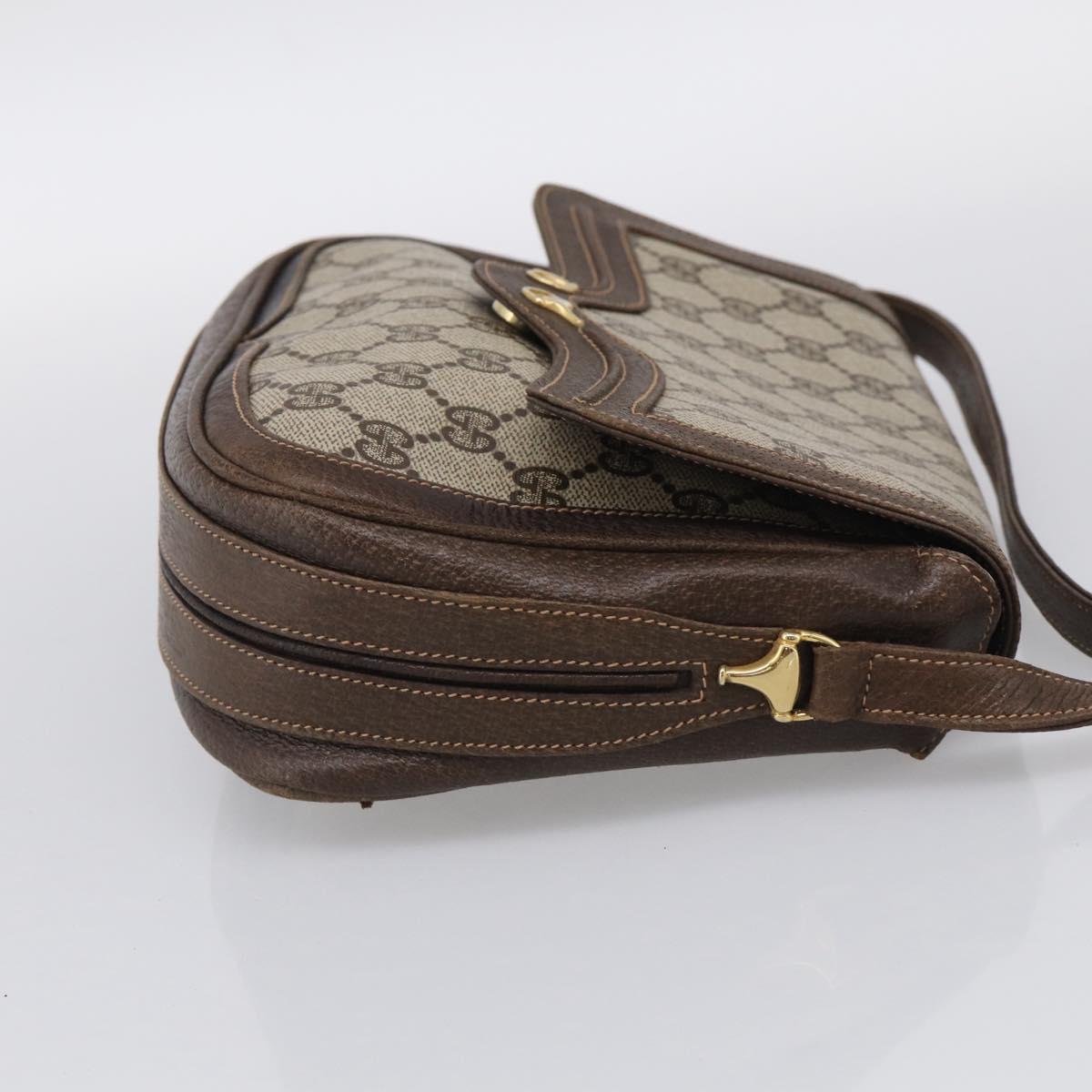 GUCCI GG Supreme Shoulder Bag PVC Beige Gold Tone Auth ep16947