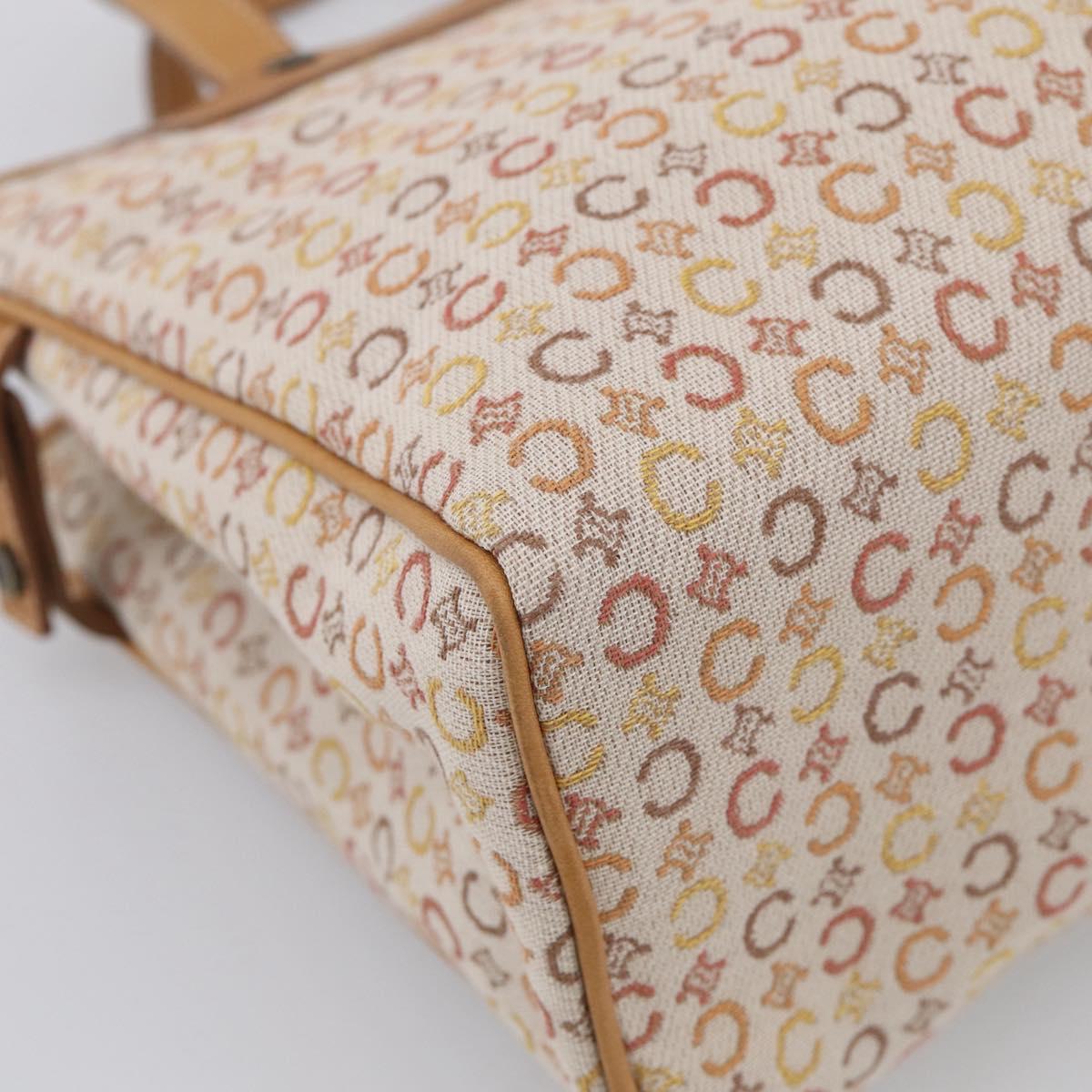 CELINE C Macadam Hand Bag Canvas Beige Gold Tone Auth ep16948A