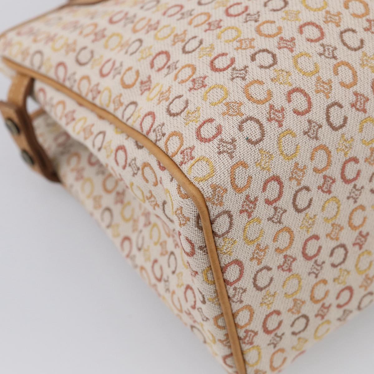 CELINE C Macadam Hand Bag Canvas Beige Gold Tone Auth ep16948A