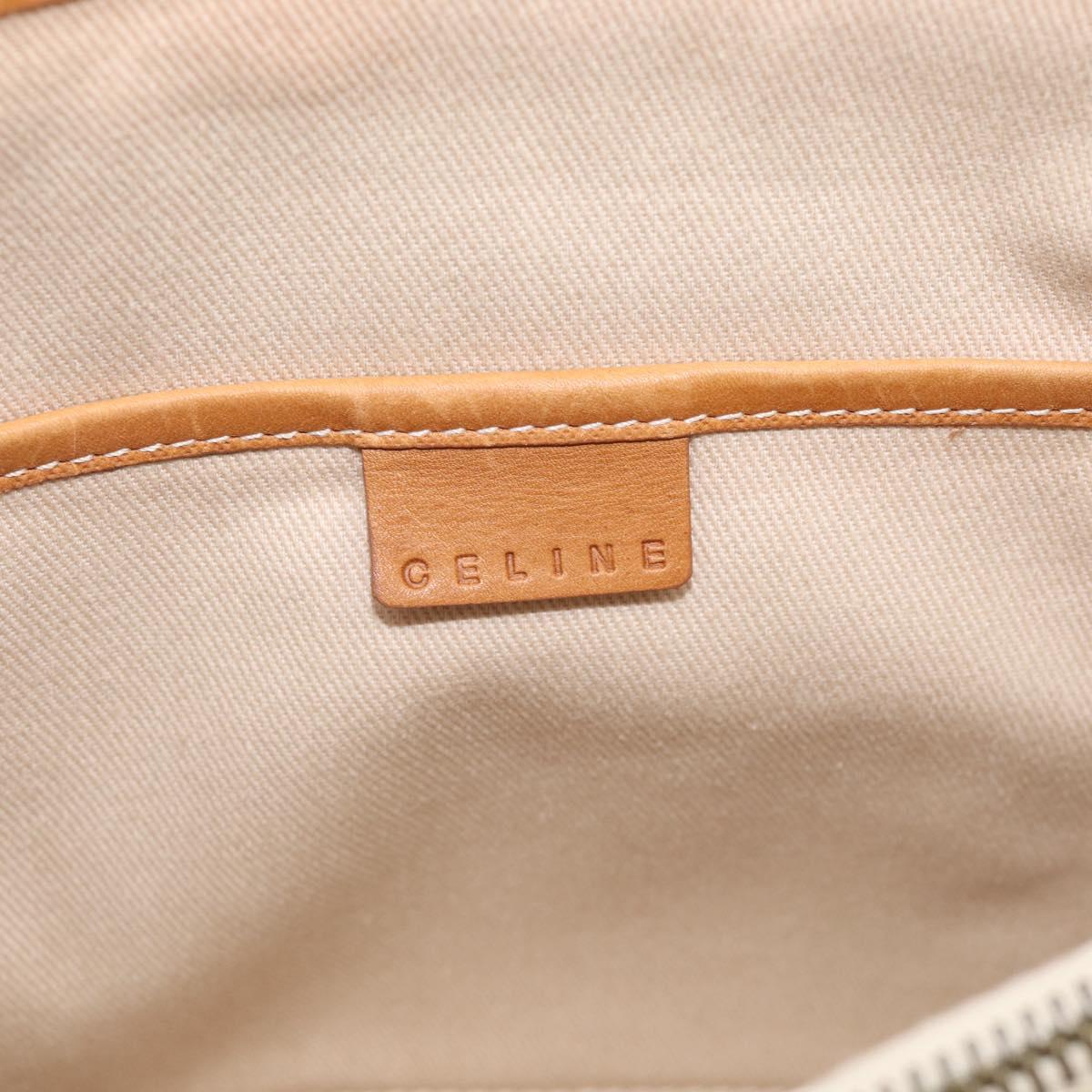 CELINE C Macadam Hand Bag Canvas Beige Gold Tone Auth ep16948A