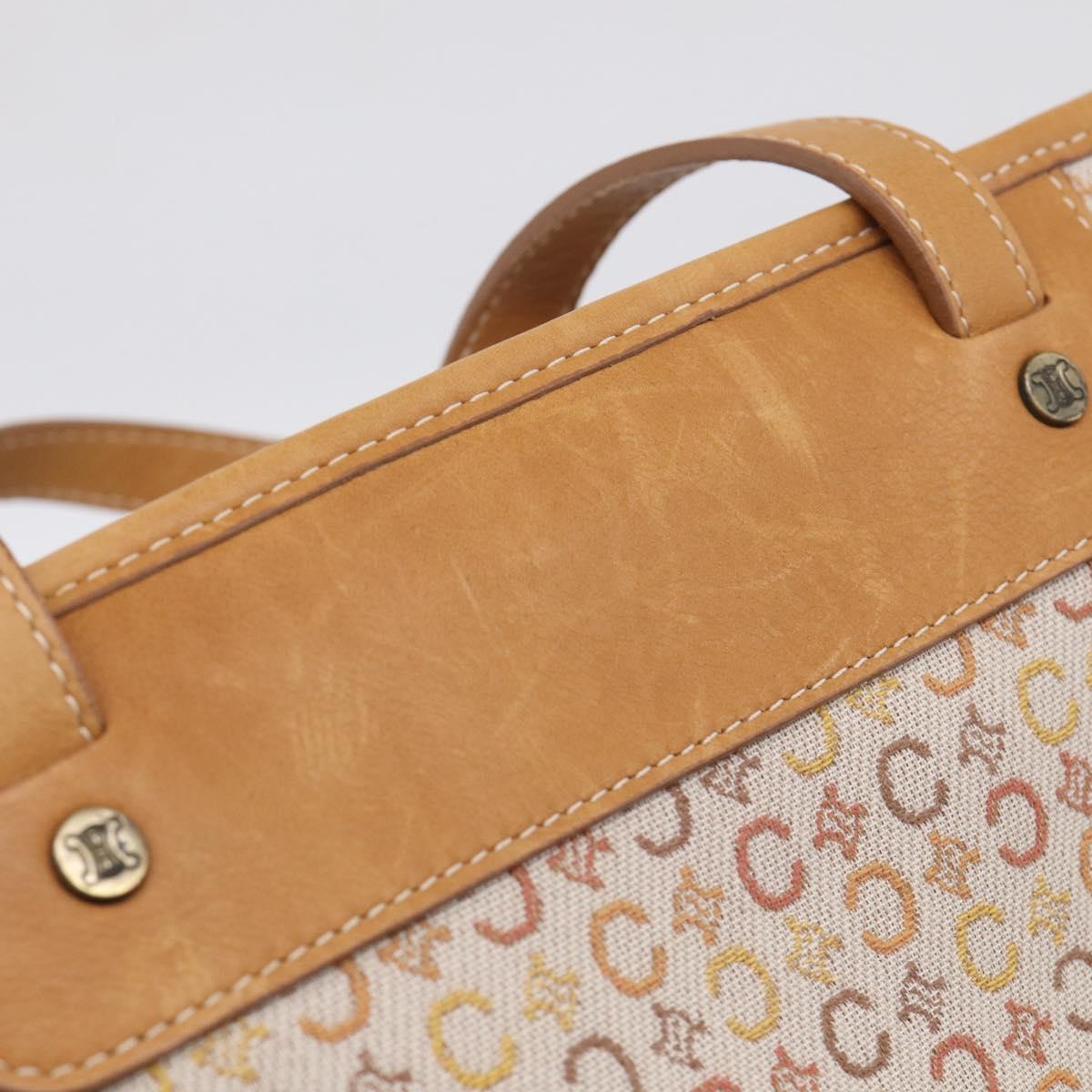 CELINE C Macadam Hand Bag Canvas Beige Gold Tone Auth ep16948A