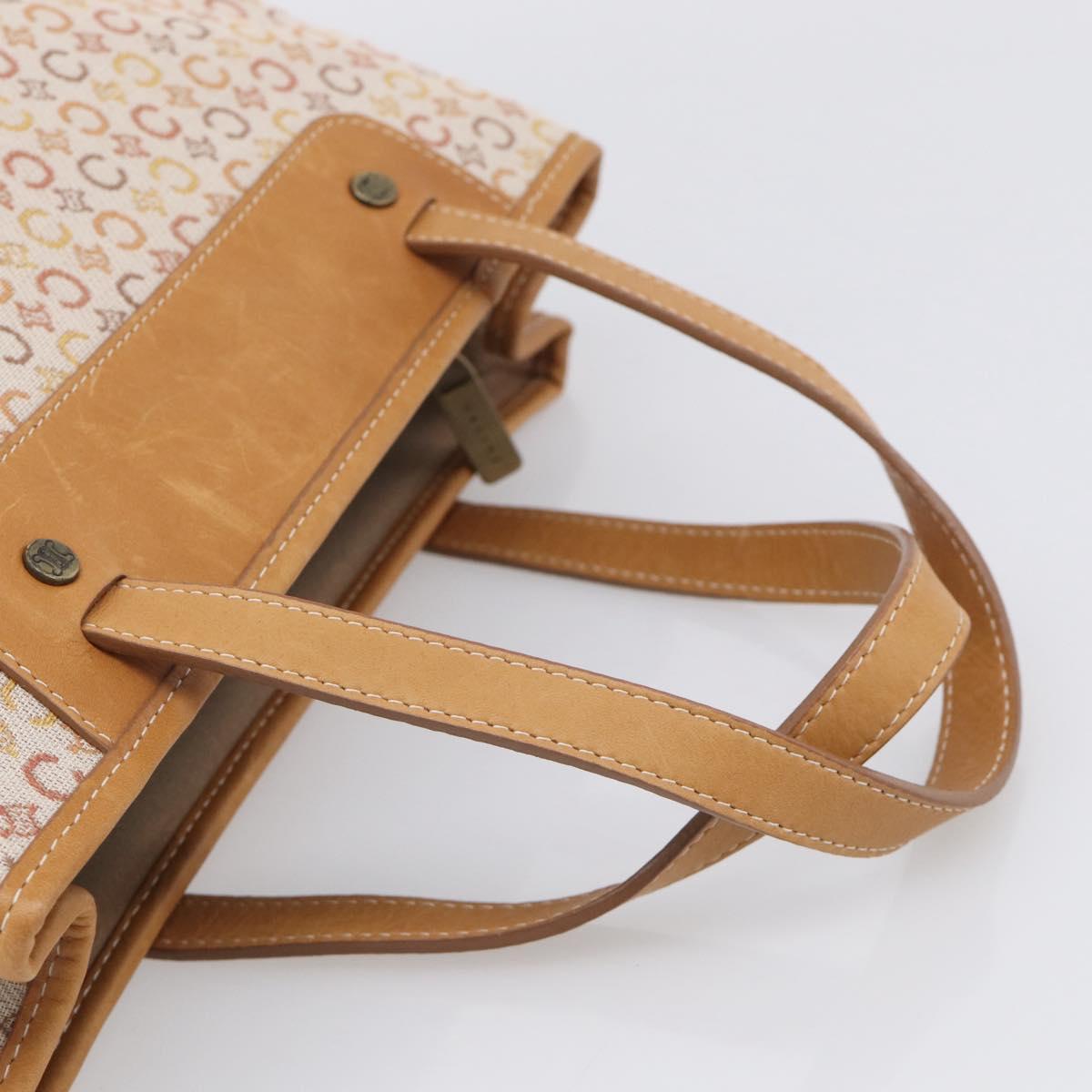 CELINE C Macadam Hand Bag Canvas Beige Gold Tone Auth ep16948A