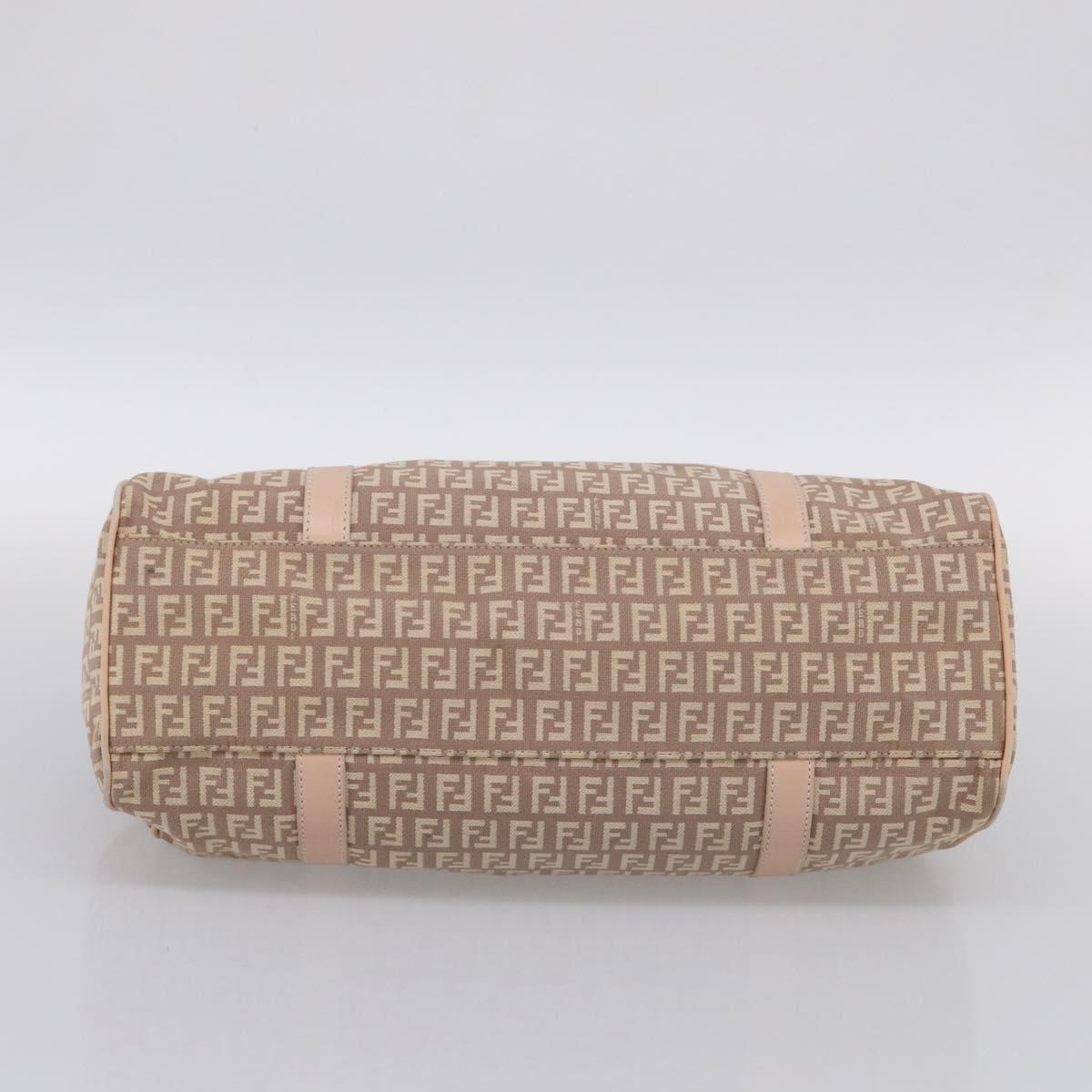 FENDI Zucchino Canvas Hand Bag Beige Gold Tone 8BR463 Auth ep16957A