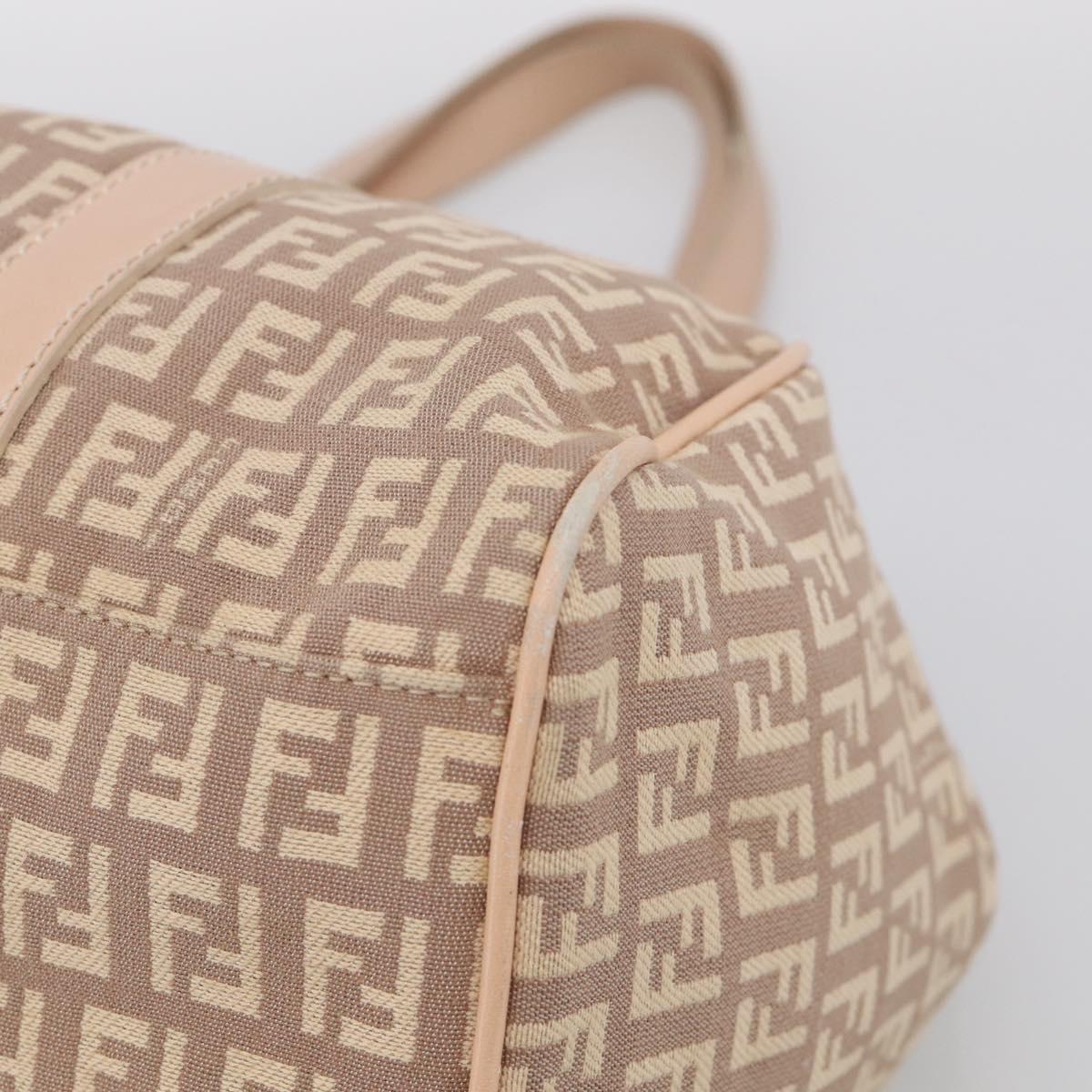 FENDI Zucchino Canvas Hand Bag Beige Gold Tone 8BR463 Auth ep16957A