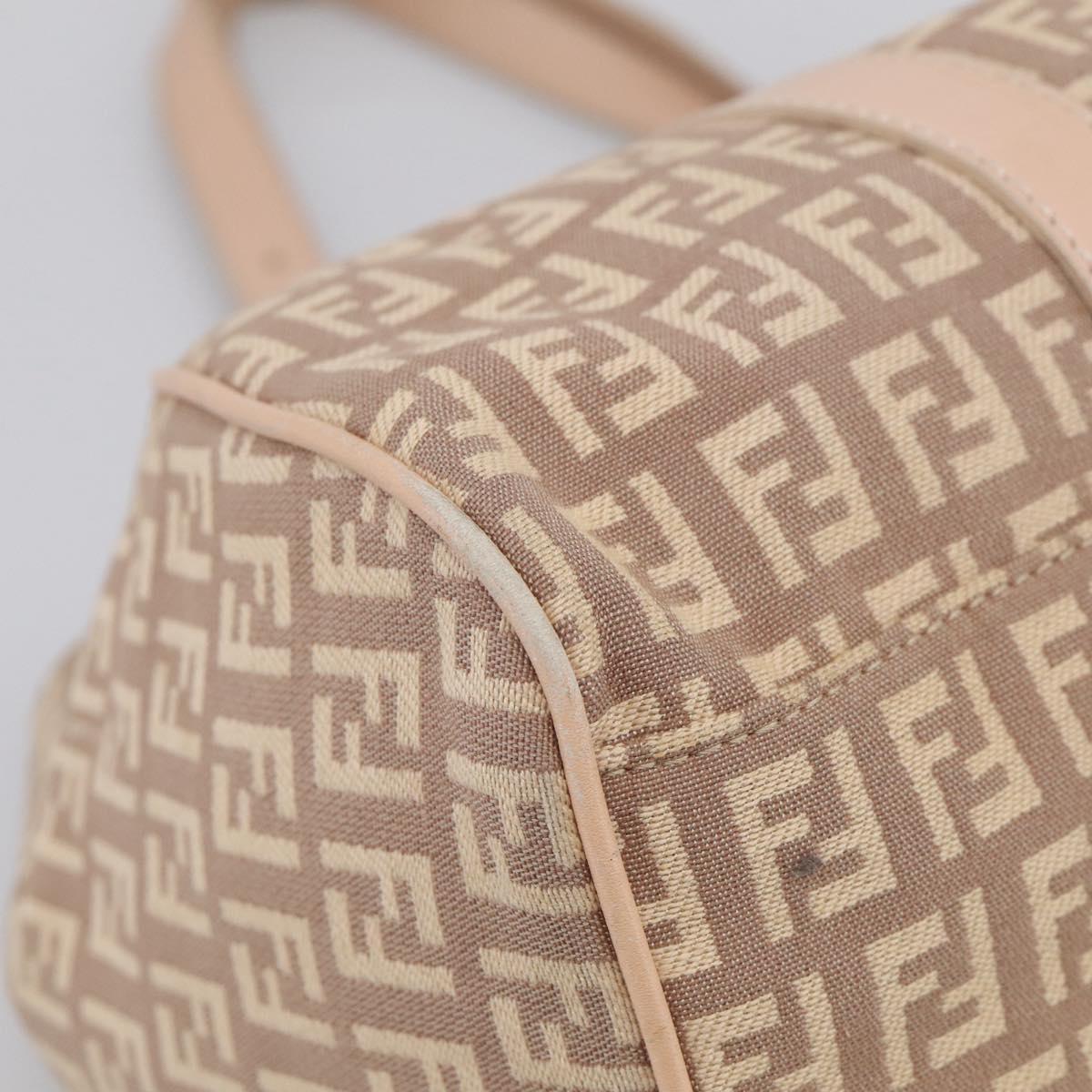 FENDI Zucchino Canvas Hand Bag Beige Gold Tone 8BR463 Auth ep16957A