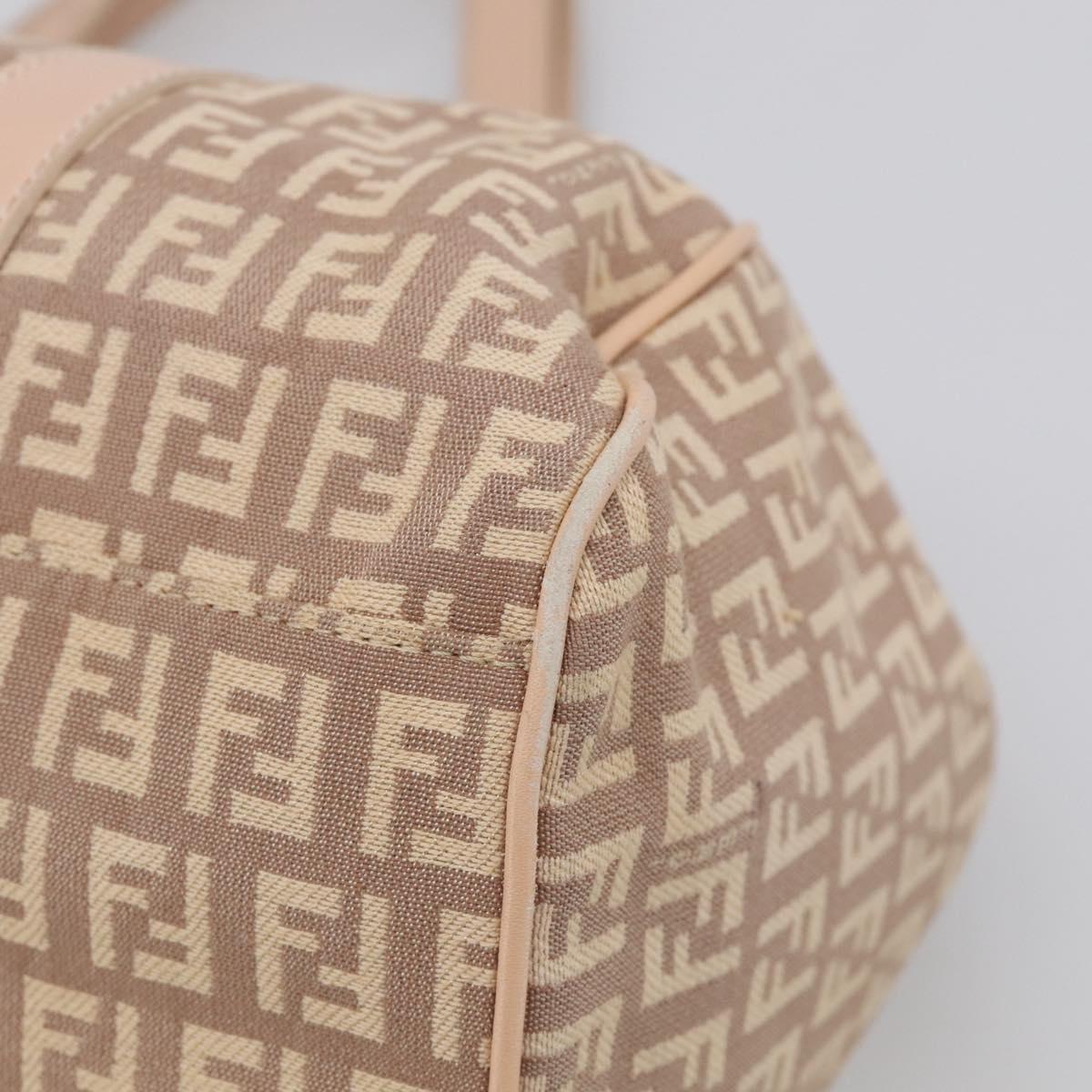 FENDI Zucchino Canvas Hand Bag Beige Gold Tone 8BR463 Auth ep16957A