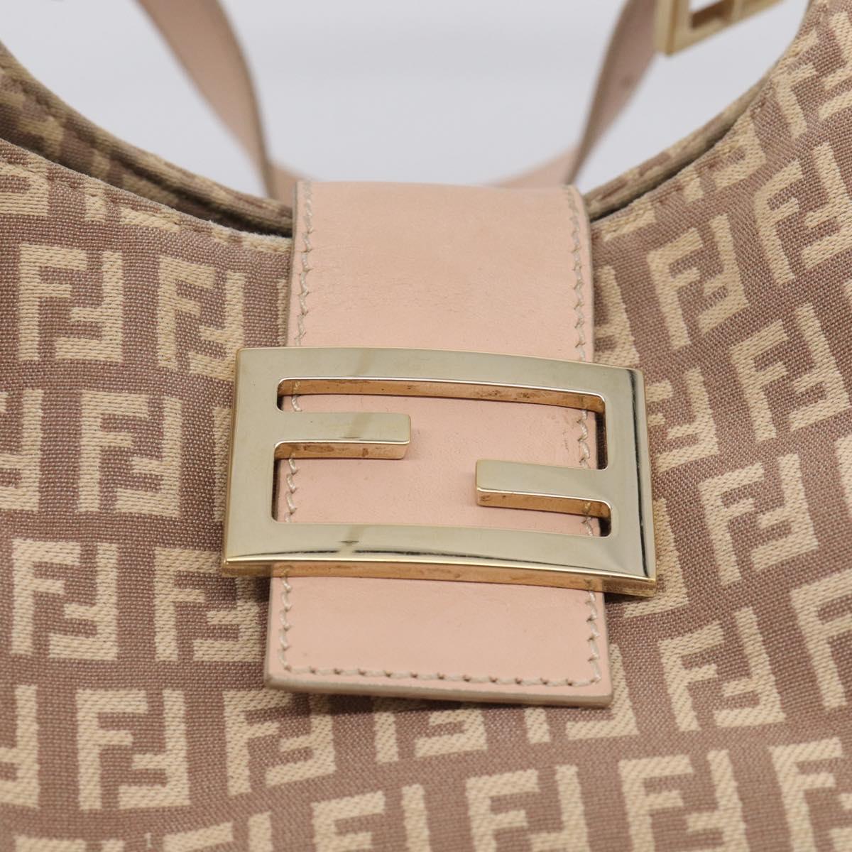 FENDI Zucchino Canvas Hand Bag Beige Gold Tone 8BR463 Auth ep16957A