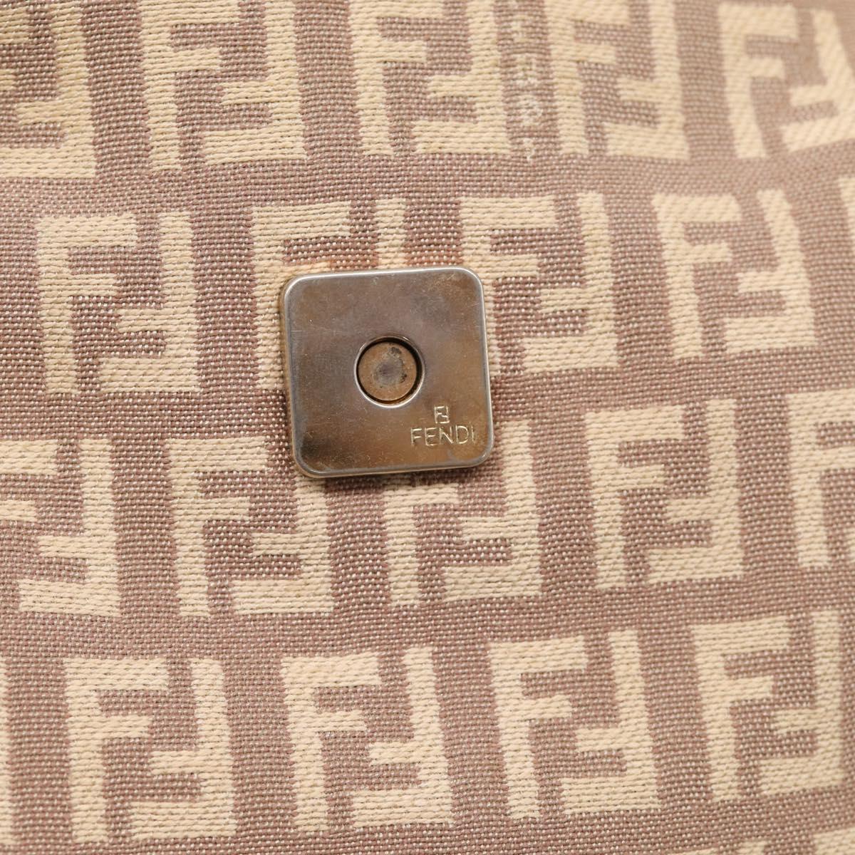FENDI Zucchino Canvas Hand Bag Beige Gold Tone 8BR463 Auth ep16957A