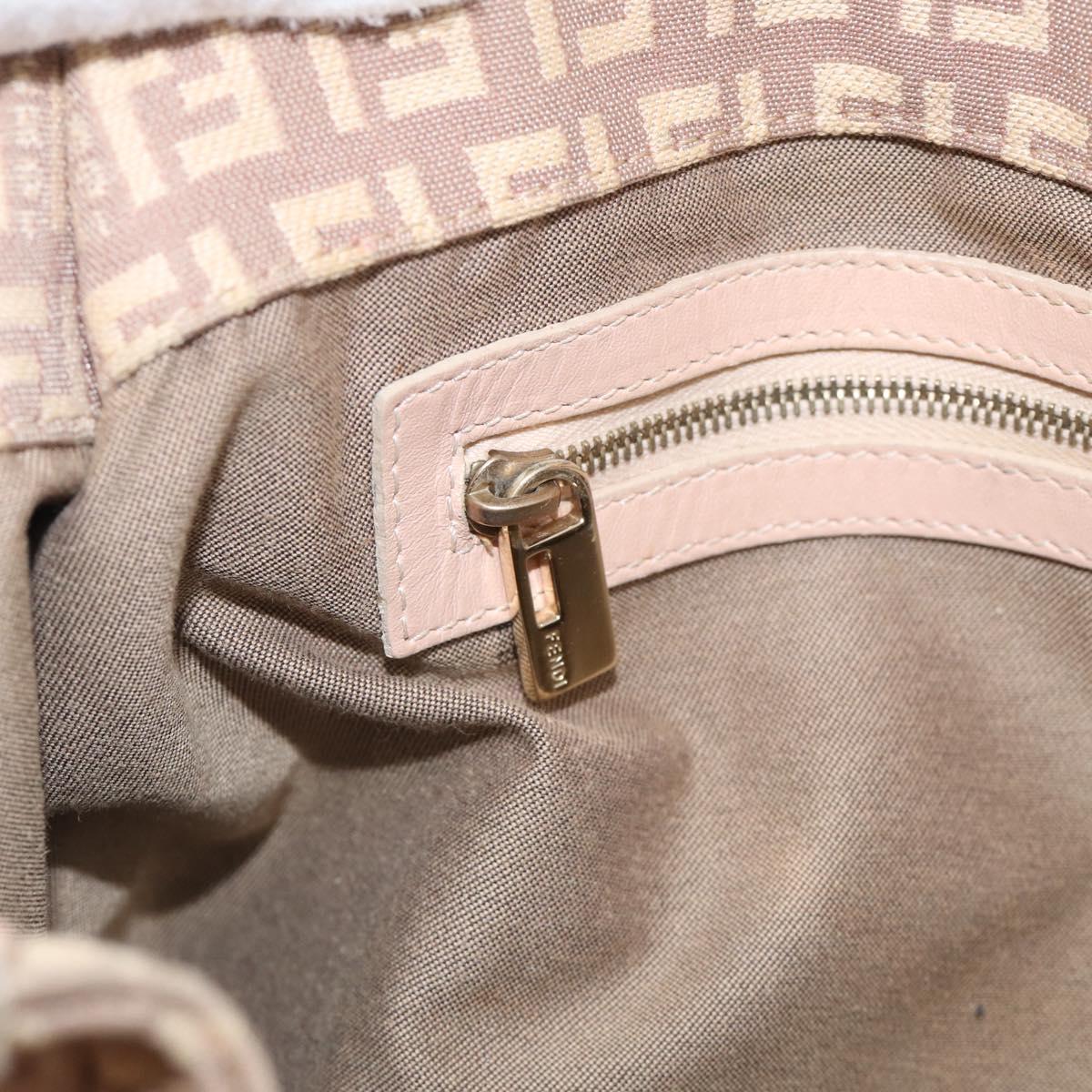 FENDI Zucchino Canvas Hand Bag Beige Gold Tone 8BR463 Auth ep16957A