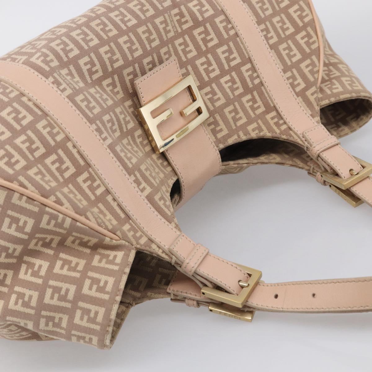 FENDI Zucchino Canvas Hand Bag Beige Gold Tone 8BR463 Auth ep16957A