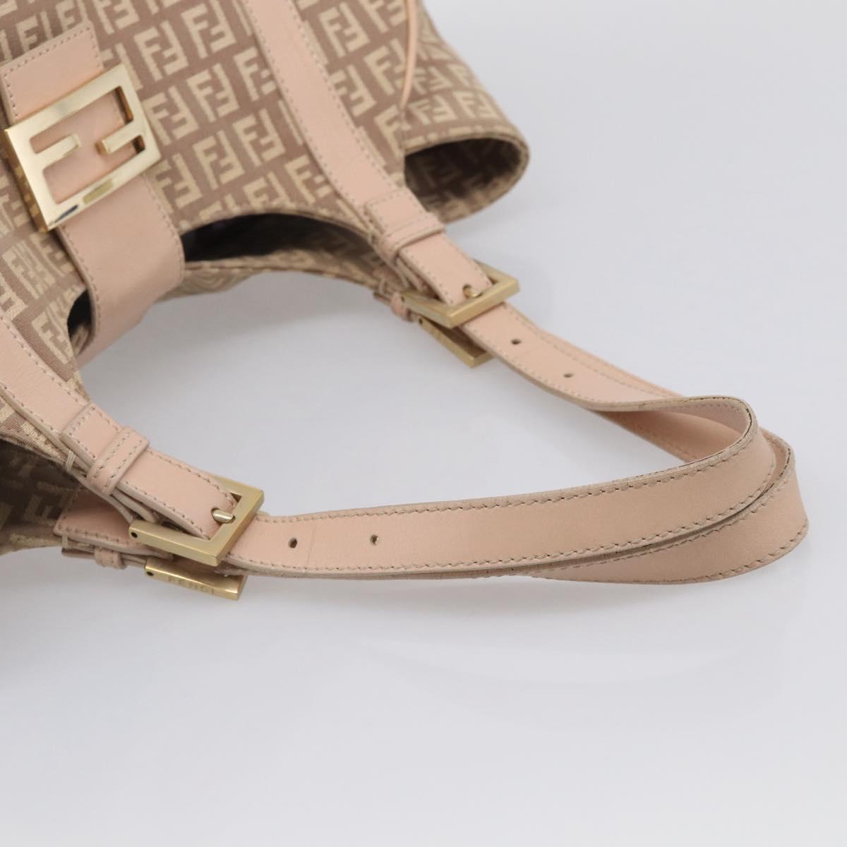 FENDI Zucchino Canvas Hand Bag Beige Gold Tone 8BR463 Auth ep16957A