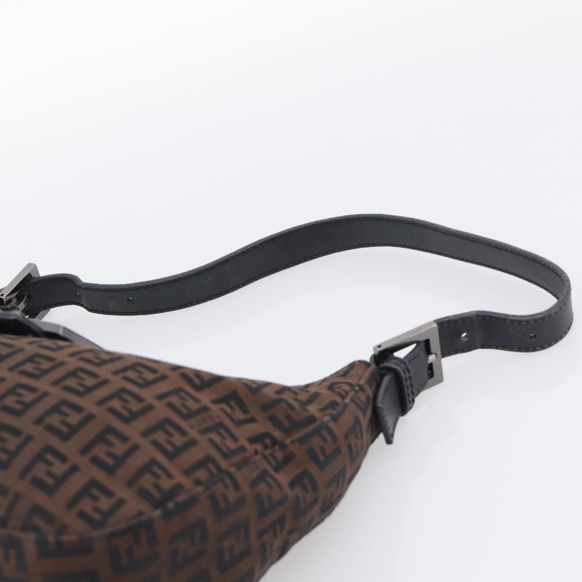 FENDI Zucchino Canvas Mamma Baguette Shoulder Bag Dark Brown 8BR036 Auth ep16960