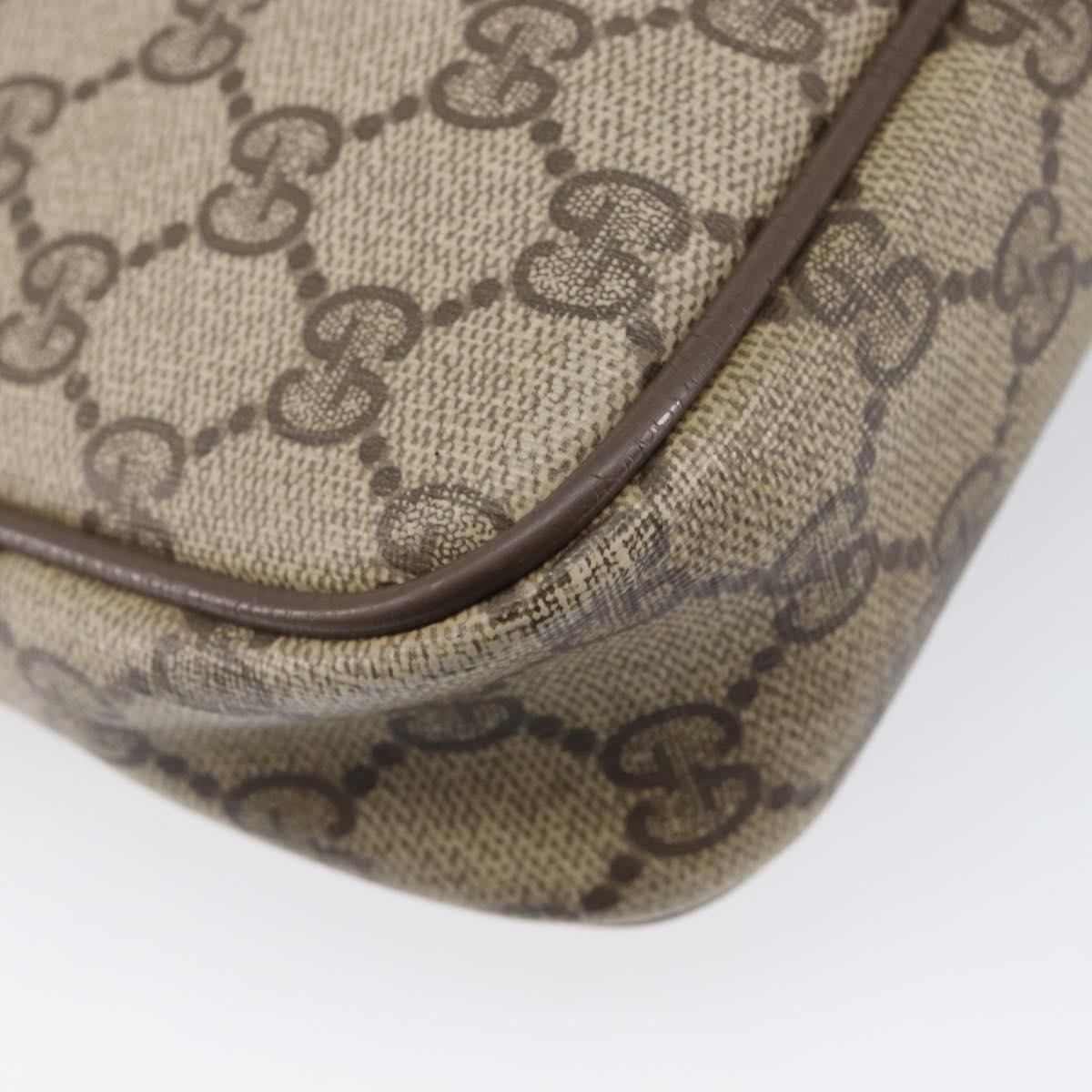 GUCCI GG Supreme Shoulder Bag PVC Beige Gold Tone 97 02 068 Auth ep16964