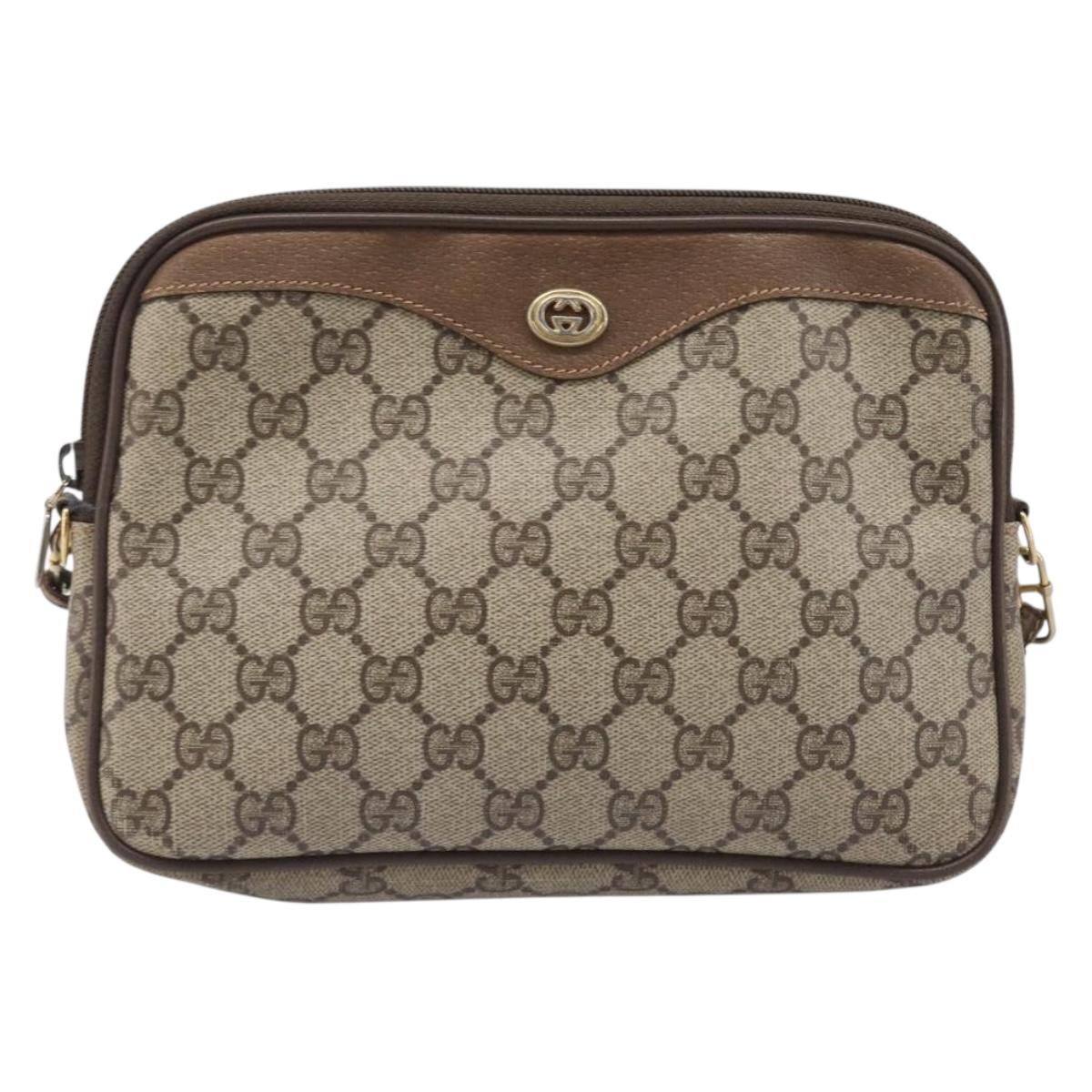GUCCI GG Supreme Shoulder Bag PVC Beige Gold Tone 97 02 068 Auth ep16964