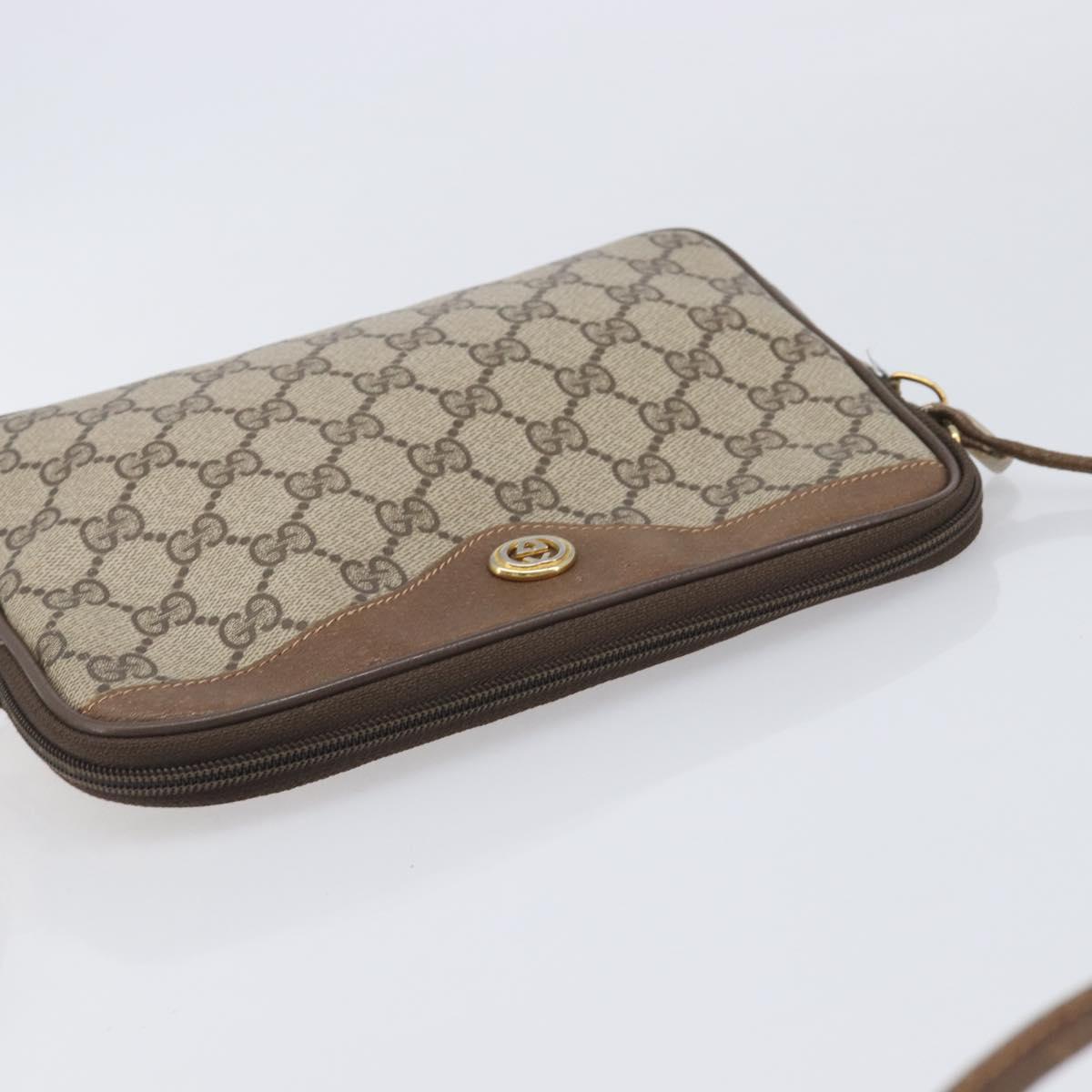 GUCCI GG Supreme Shoulder Bag PVC Beige Gold Tone 97 02 068 Auth ep16964