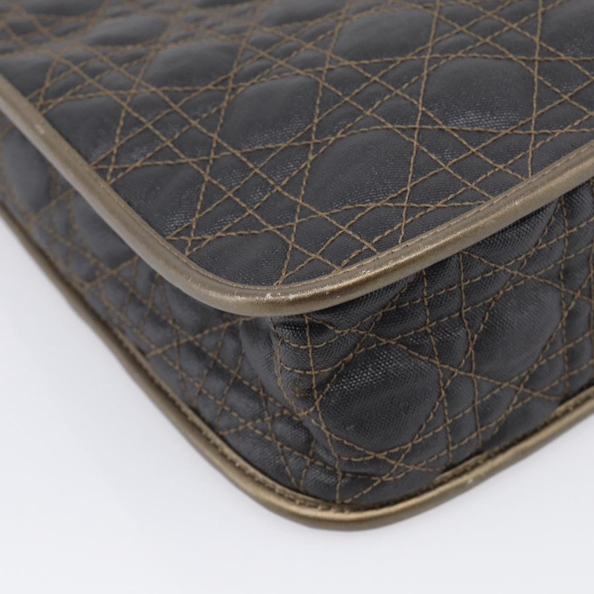 Christian Dior Canage Shoulder Bag Canvas Black Gold Tone Auth ep16966V