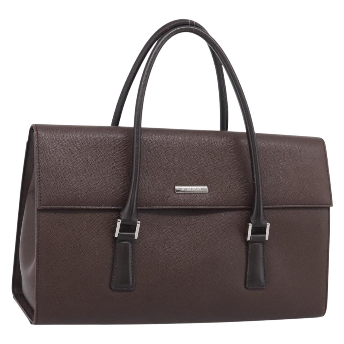 BURBERRY Hand Bag Leather Brown Silver Auth ep16974A