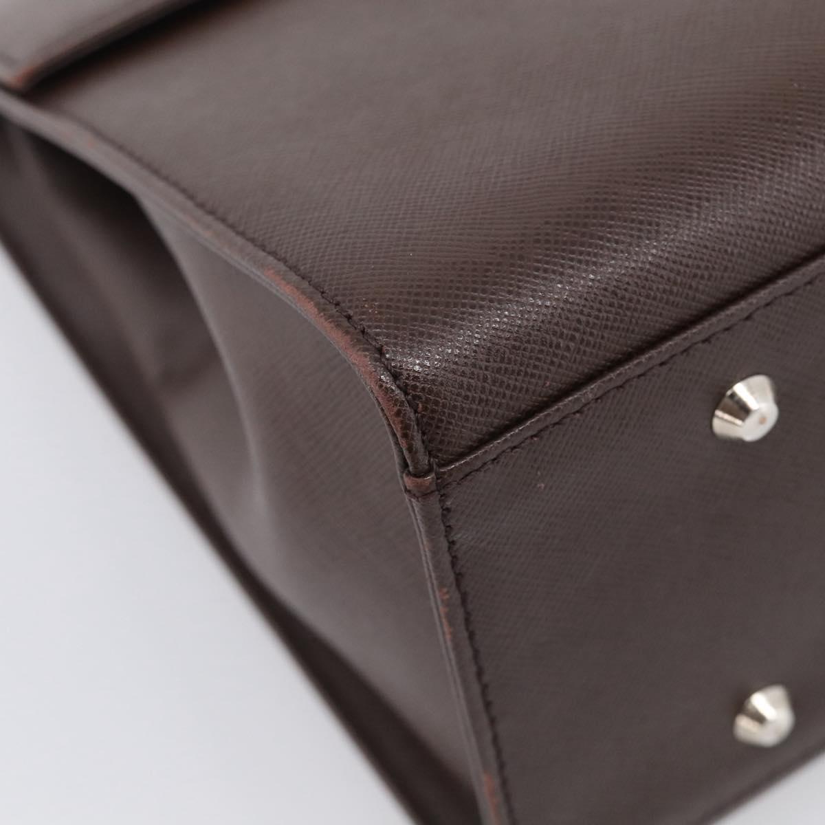 BURBERRY Hand Bag Leather Brown Silver Auth ep16974A