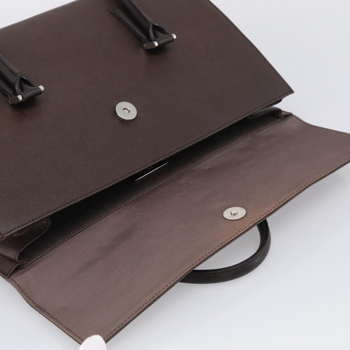 BURBERRY Hand Bag Leather Brown Silver Auth ep16974A