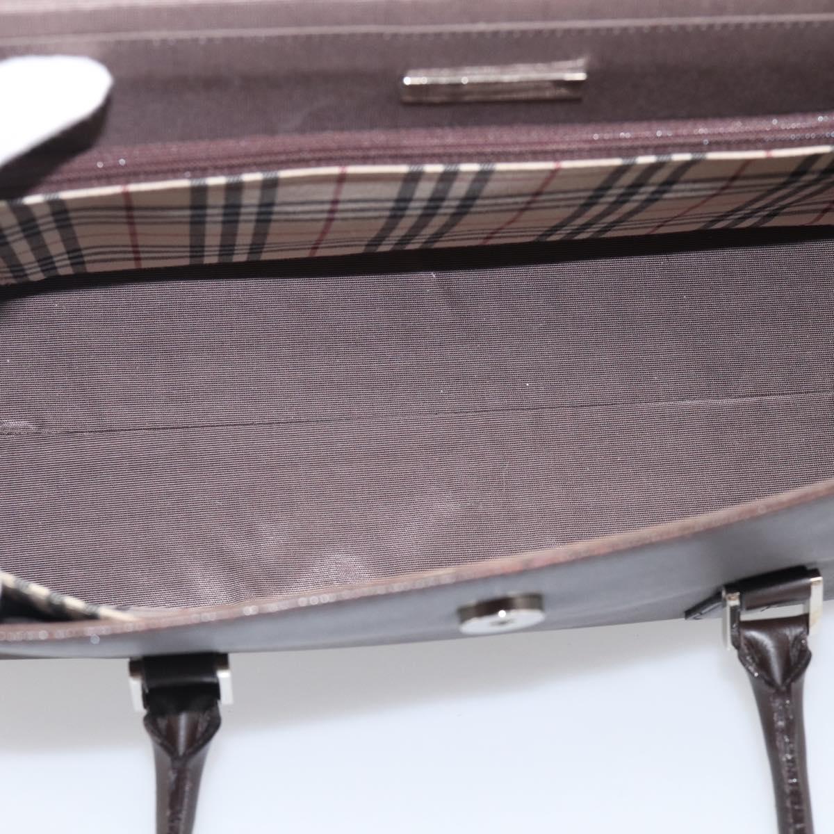BURBERRY Hand Bag Leather Brown Silver Auth ep16974A