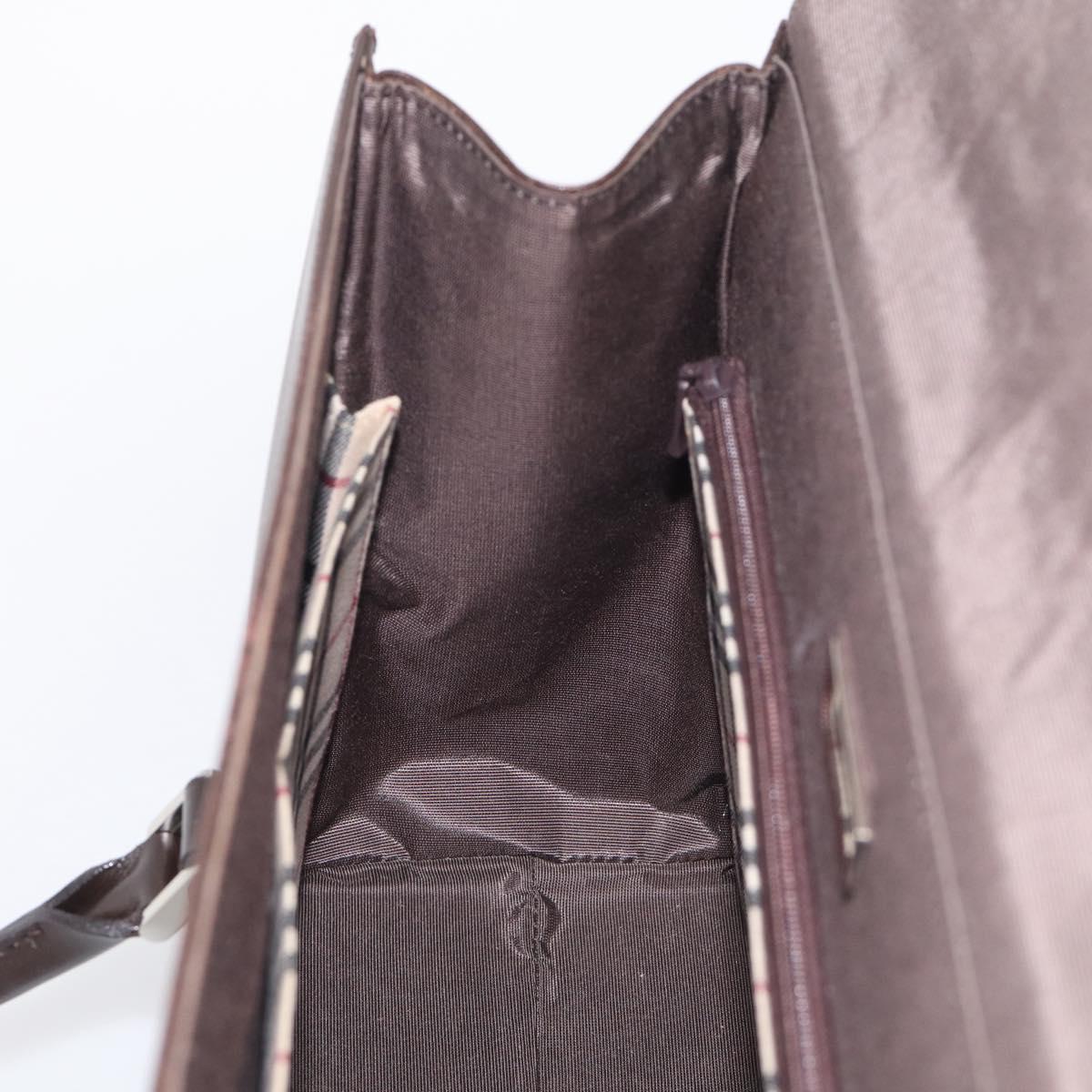 BURBERRY Hand Bag Leather Brown Silver Auth ep16974A