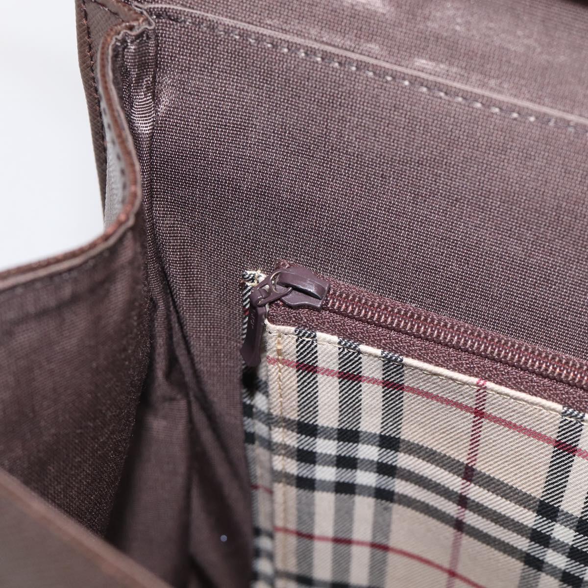 BURBERRY Hand Bag Leather Brown Silver Auth ep16974A