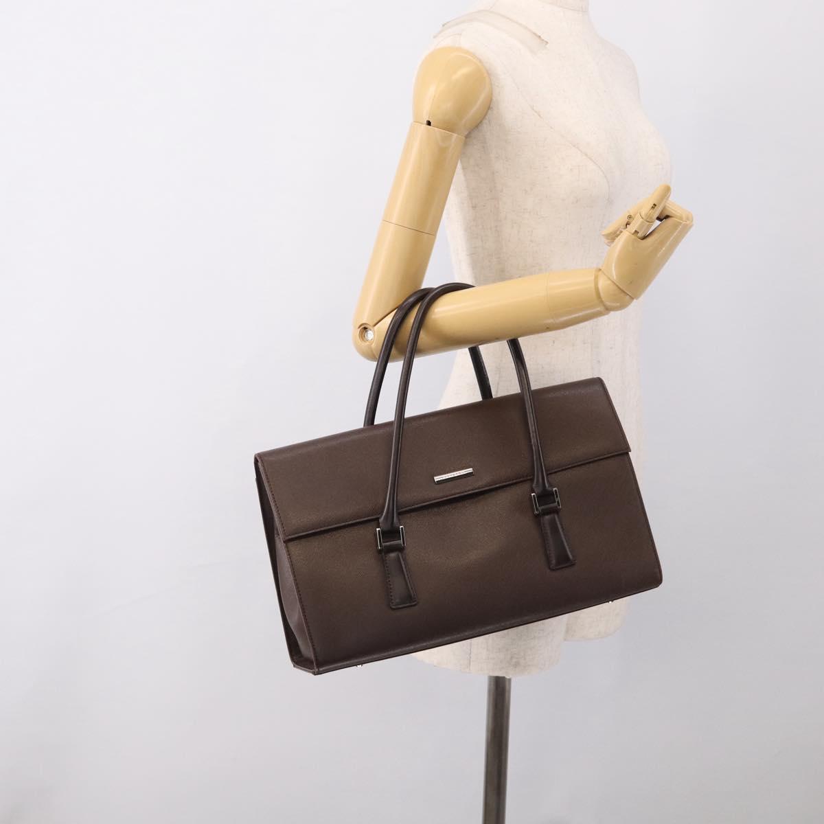 BURBERRY Hand Bag Leather Brown Silver Auth ep16974A