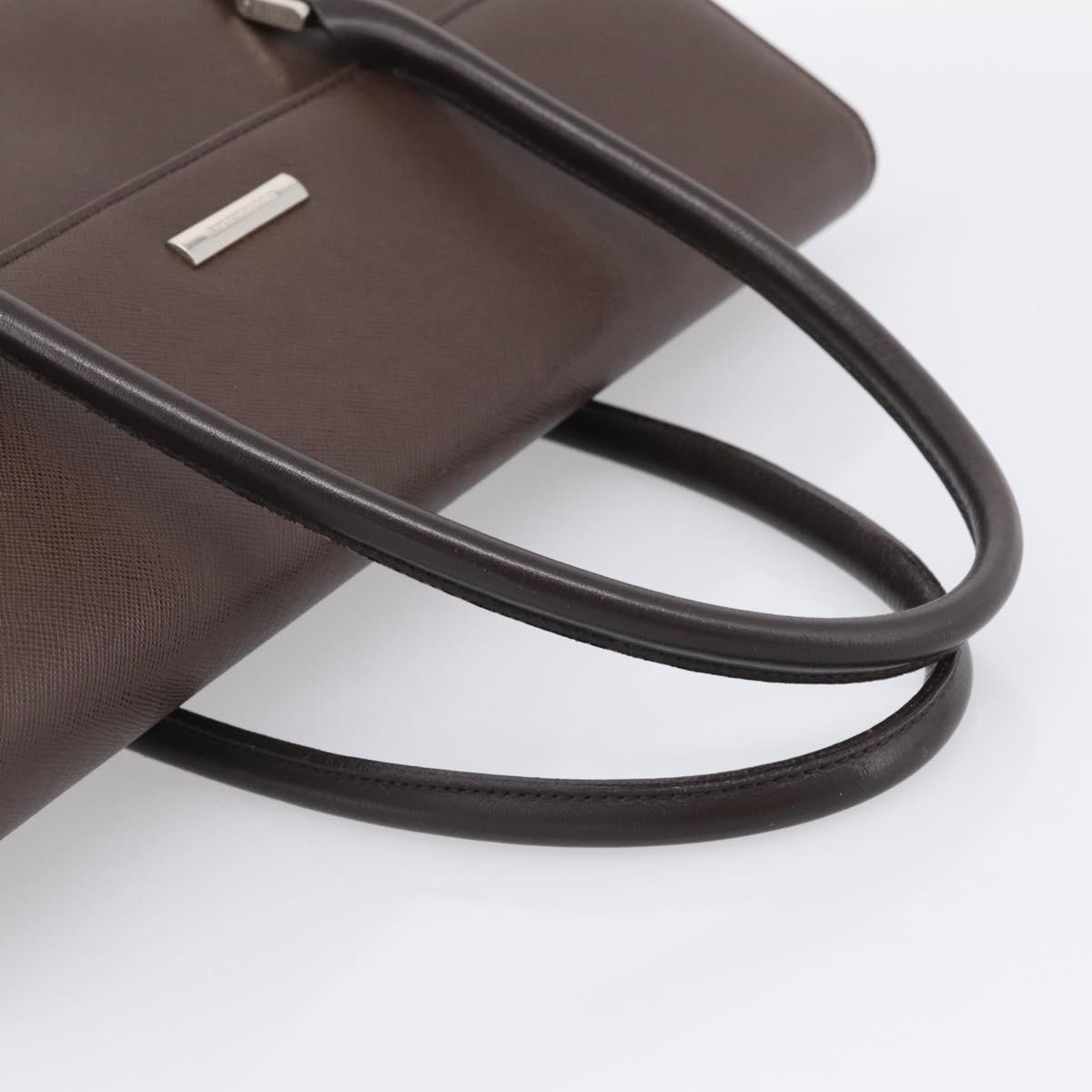BURBERRY Hand Bag Leather Brown Silver Auth ep16974A