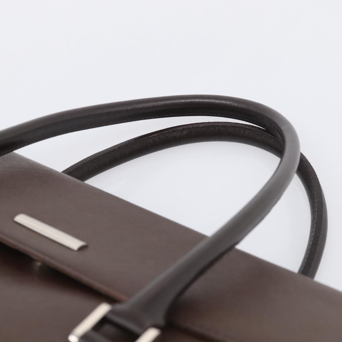 BURBERRY Hand Bag Leather Brown Silver Auth ep16974A