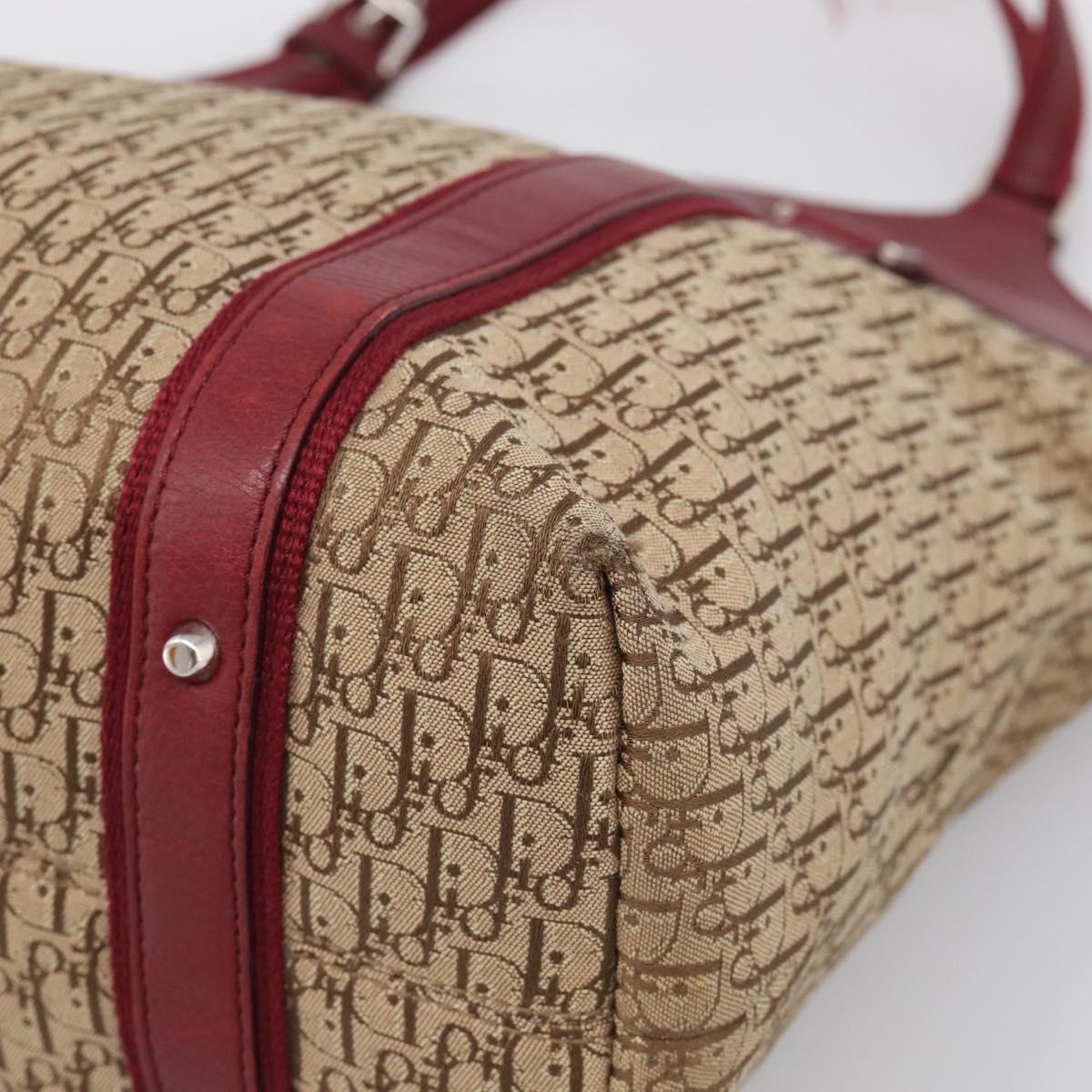 Christian Dior Trotter Canvas Hand Bag Beige Silver Auth ep16981