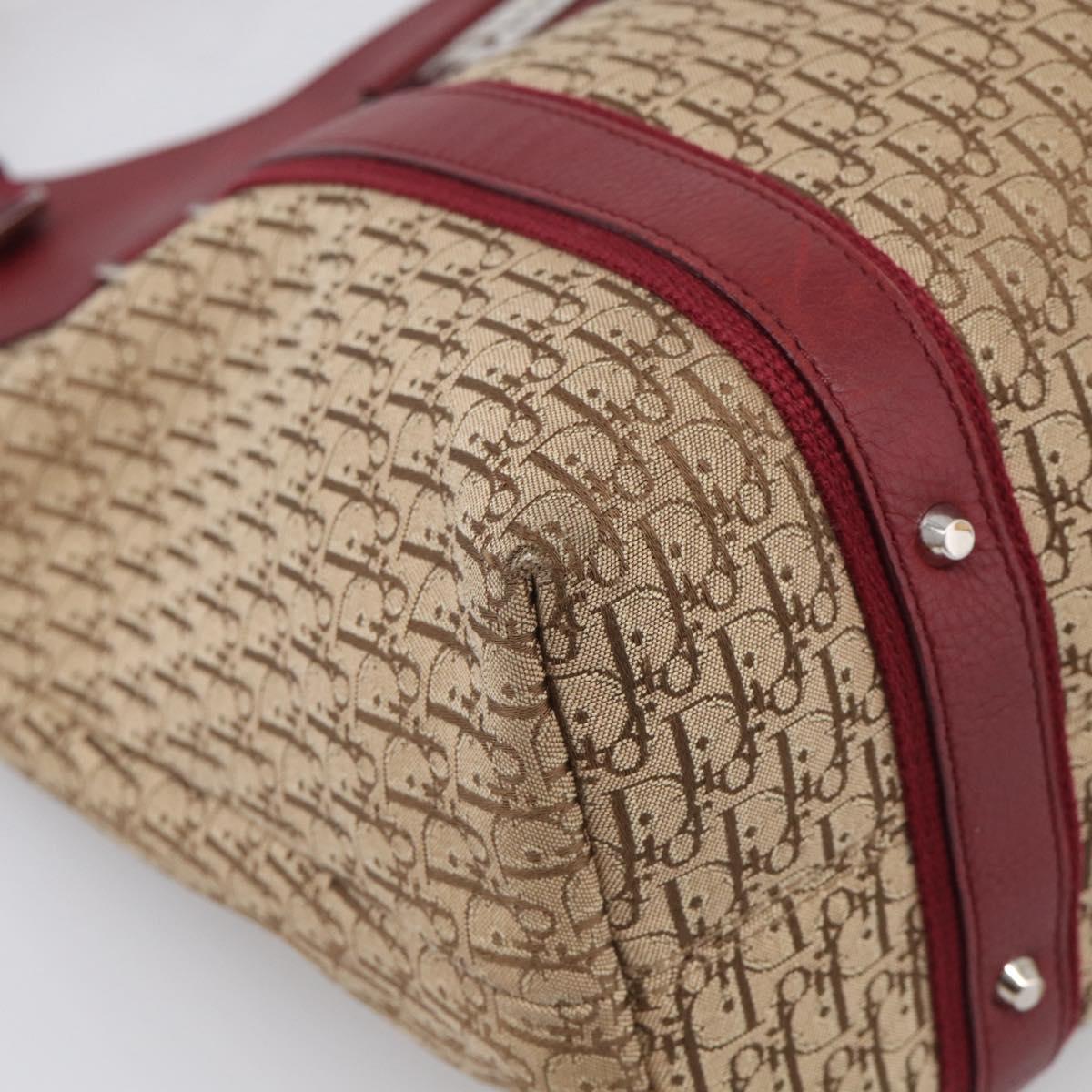 Christian Dior Trotter Canvas Hand Bag Beige Silver Auth ep16981