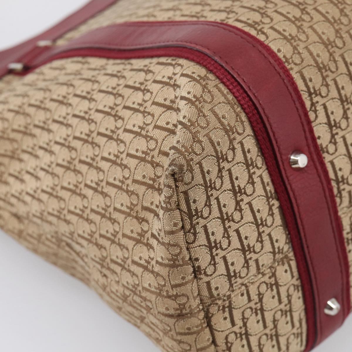 Christian Dior Trotter Canvas Hand Bag Beige Silver Auth ep16981