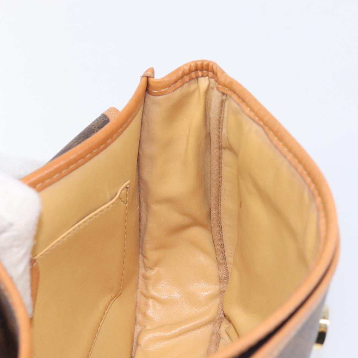 CELINE Macadam Shoulder Bag PVC Brown Gold Tone Auth ep16982