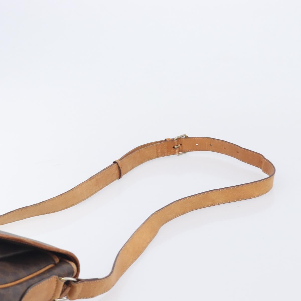 CELINE Macadam Shoulder Bag PVC Brown Gold Tone Auth ep16982