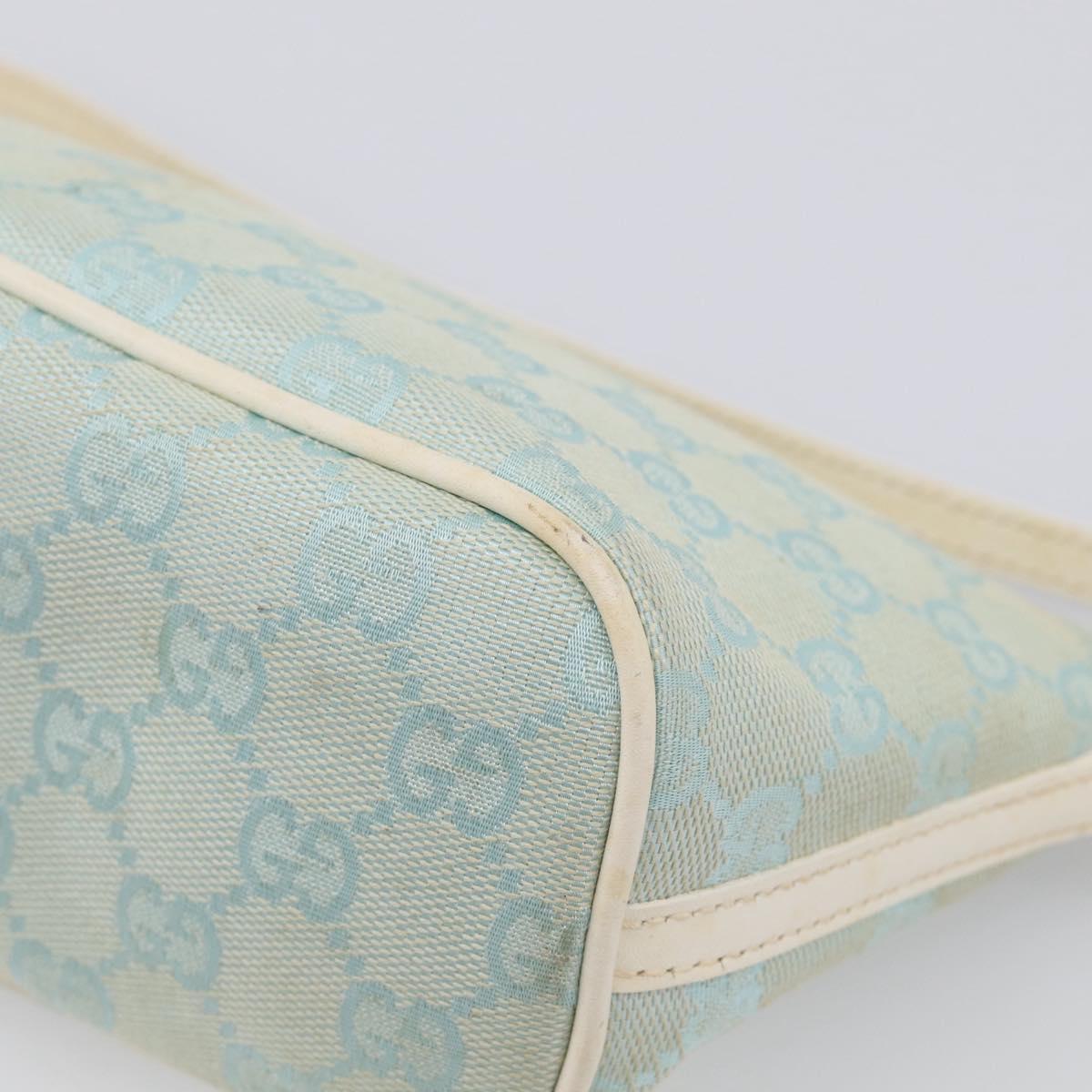 GUCCI GG Canvas Accessory Pouch Light Blue Silver 039 1103 Auth ep16987