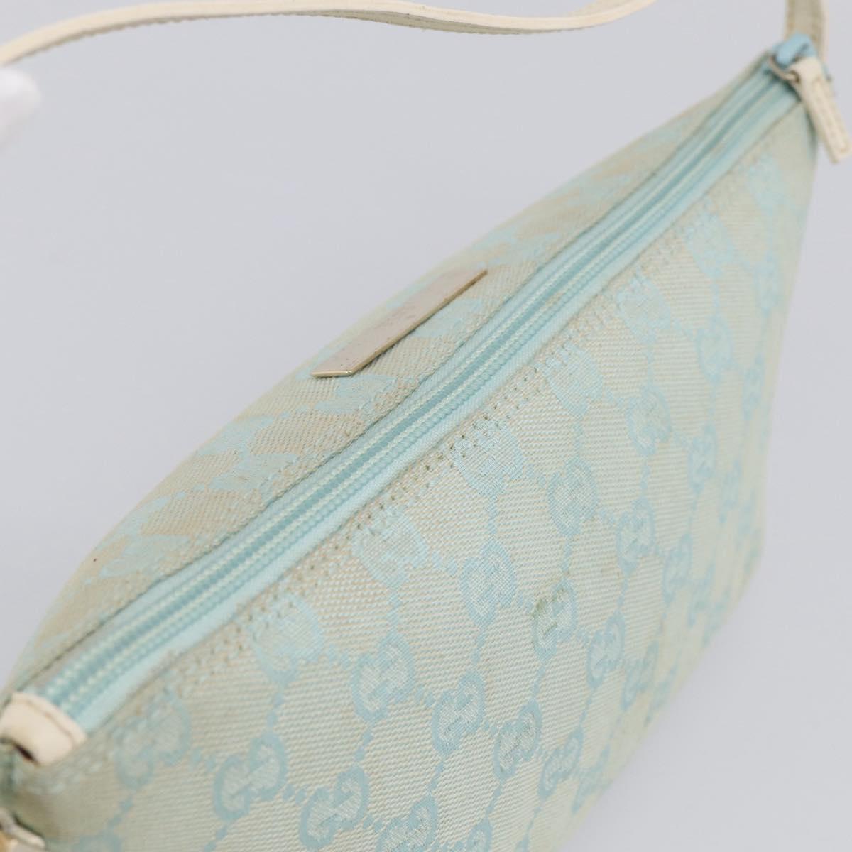 GUCCI GG Canvas Accessory Pouch Light Blue Silver 039 1103 Auth ep16987