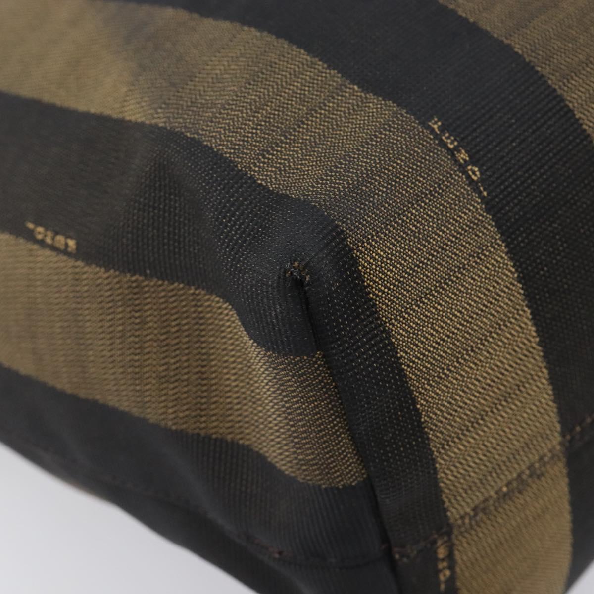 FENDI Pecan Tote Bag Canvas Brown Gold Tone 8BH185 Auth ep16995