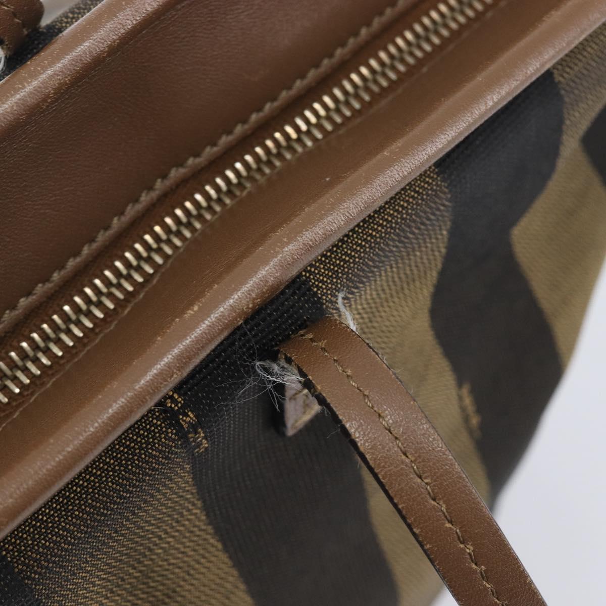 FENDI Pecan Tote Bag Canvas Brown Gold Tone 8BH185 Auth ep16995