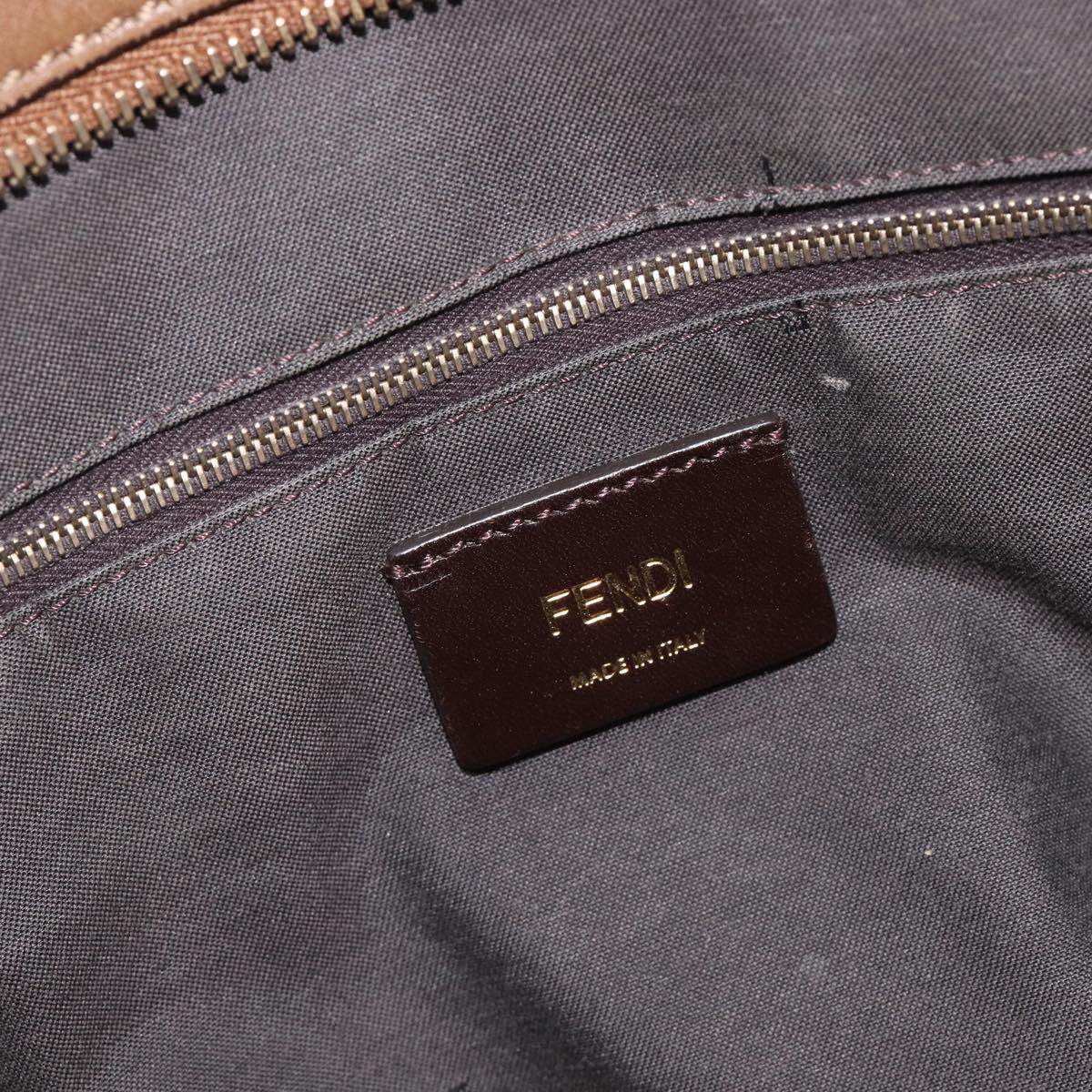 FENDI Pecan Tote Bag Canvas Brown Gold Tone 8BH185 Auth ep16995