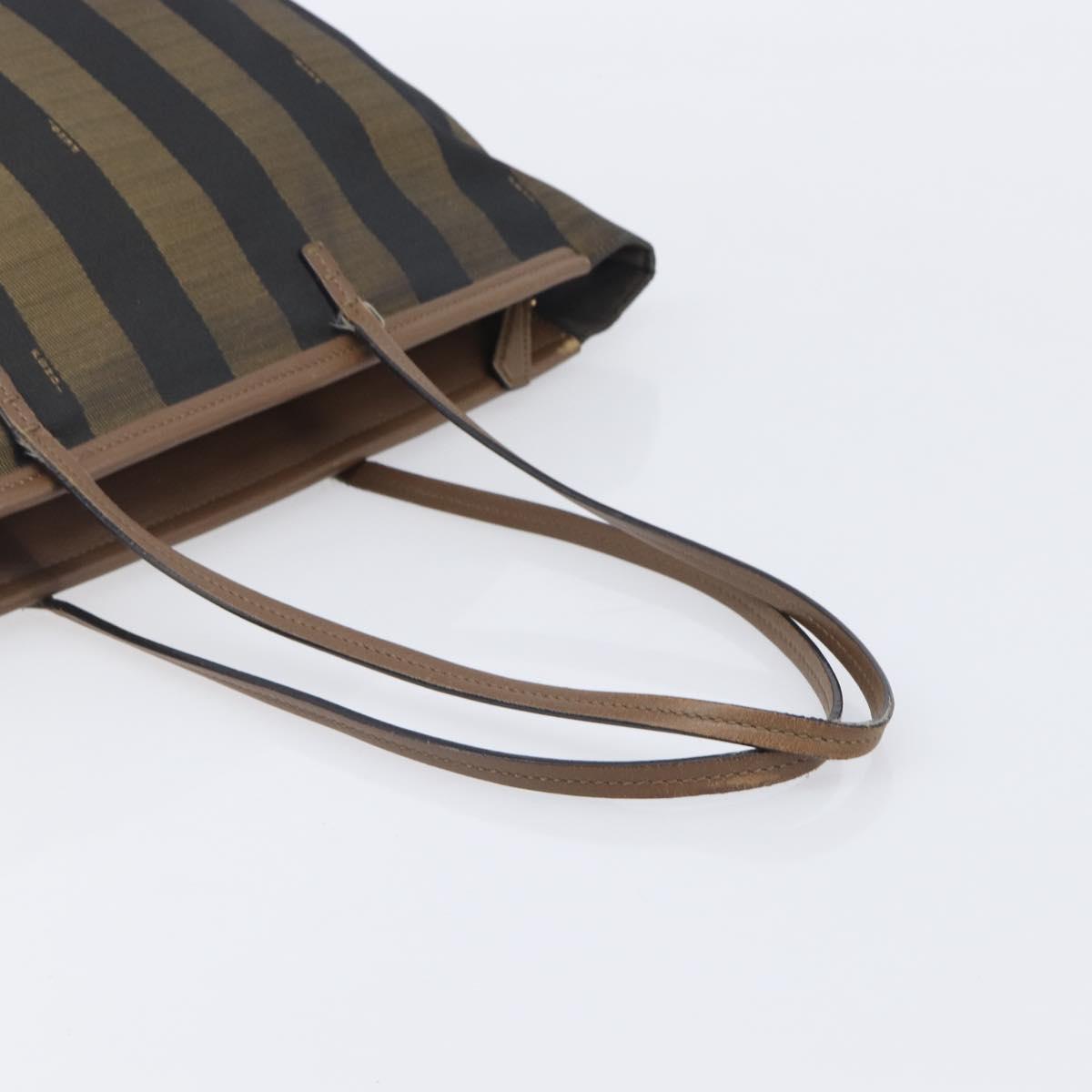 FENDI Pecan Tote Bag Canvas Brown Gold Tone 8BH185 Auth ep16995
