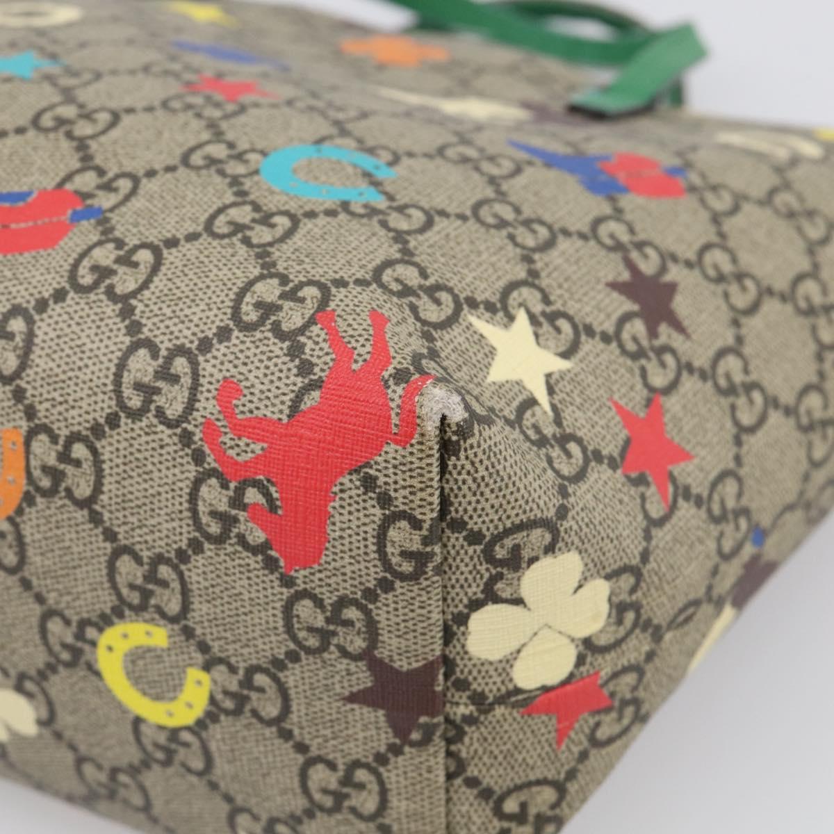 GUCCI GG Supreme Hand Bag PVC Beige Green 410812 Auth ep16997