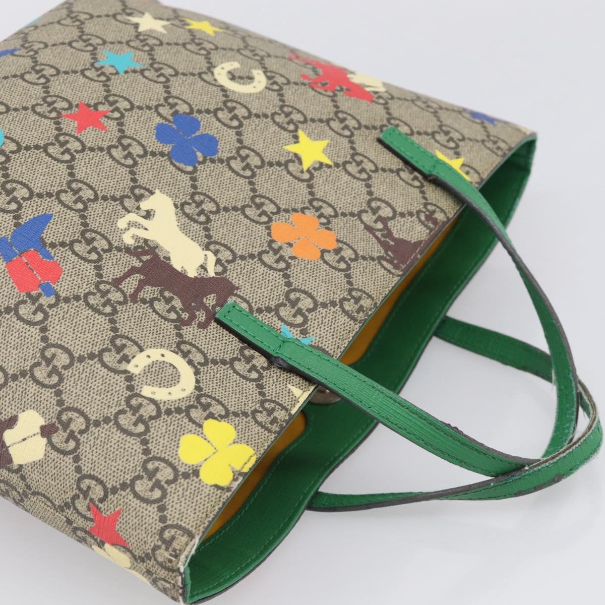 GUCCI GG Supreme Hand Bag PVC Beige Green 410812 Auth ep16997